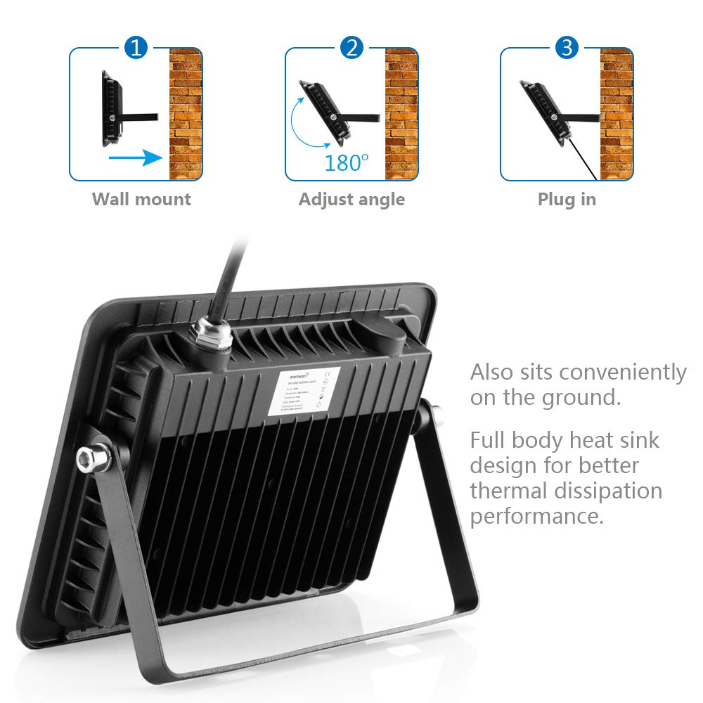 Everbeam 395Nm 50W Uv Led Black Light - Waterproof Ultraviolet Flood Light For Parties & Decor