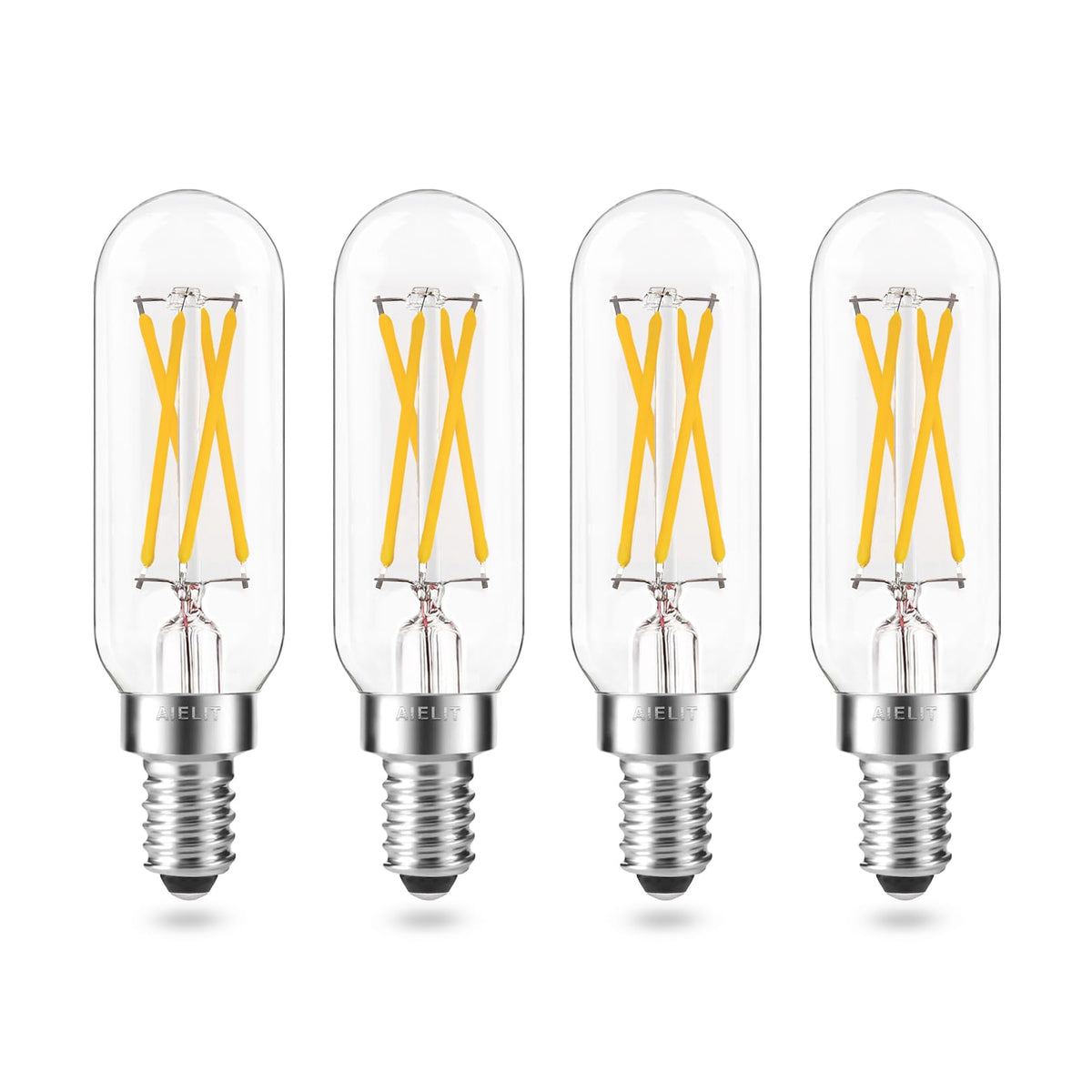 Aielit T8 4-Watt E12 Led Light Bulb, Dimmable (0-100%), Soft White 3000K, Clear Tubular Candelabra Light Bulbs 40W Equivalent Fo