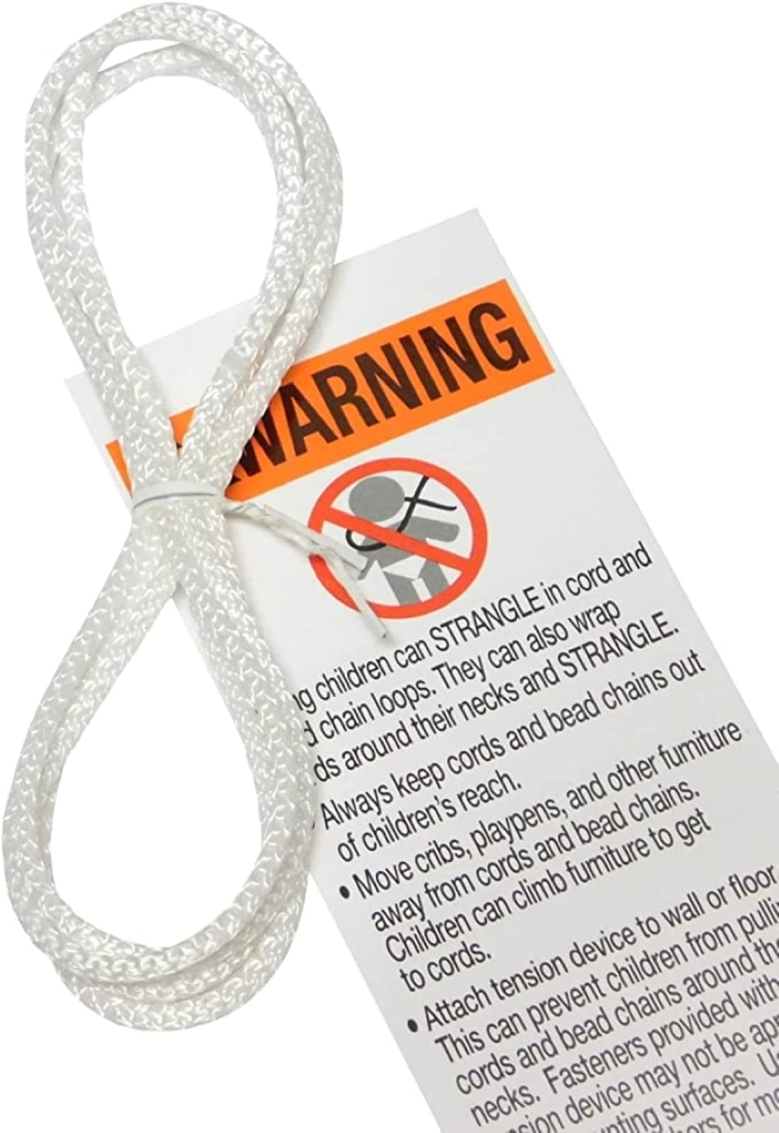 NCMORIN 4 ft. White Continuous Loop Cord for Window Blinds, Model D40B4100, Polypropylene Material
