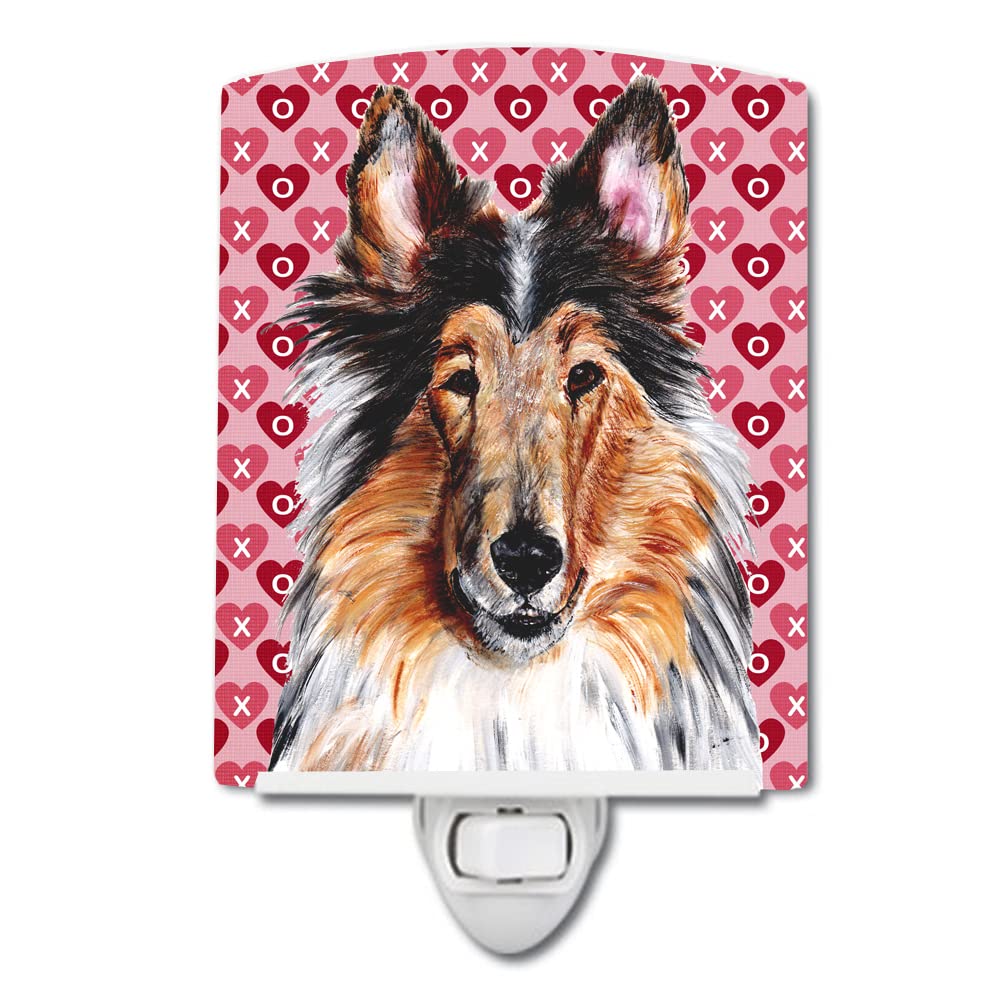 Carolines Treasures Ceramic Night Light, Collie Hearts Design, UL-Certified, 6x4x3 inches, Multicolor, Model SC9694CNL