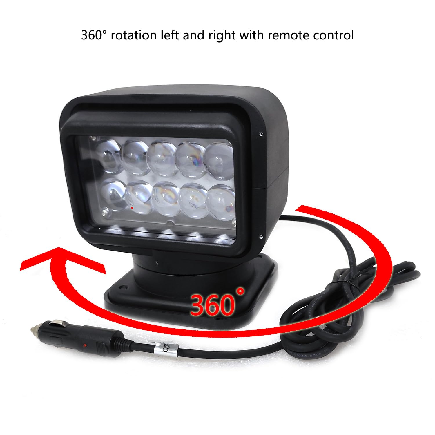 HANGXING 6 Inch 50W LED Search Light - 360° Rotating, Remote Control, Magnetic Base, Black, Model HX116-50W for Truck, Boat, Camping