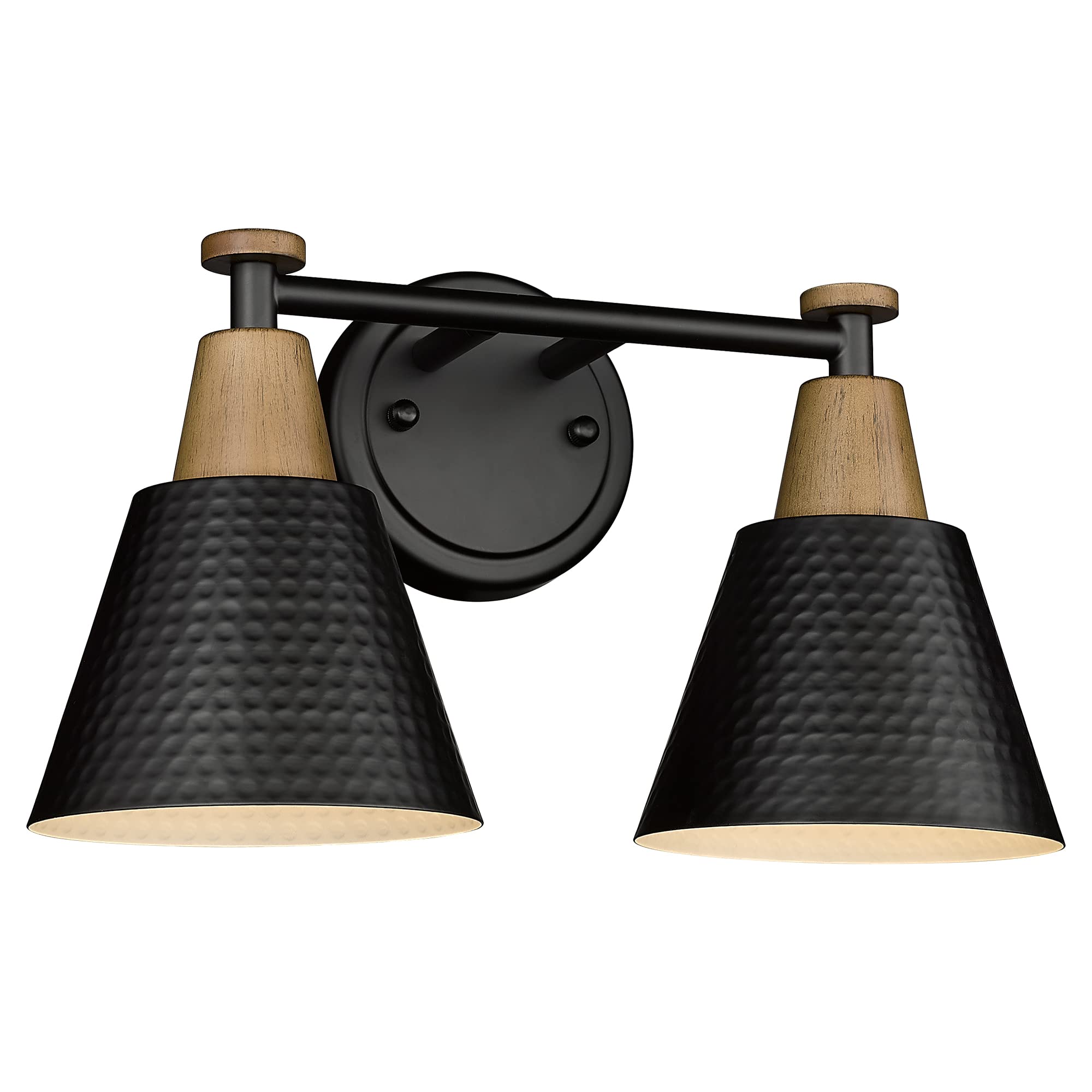 FEMILA Black Bathroom Light Fixtures, 2-Light Bathroom Vanity Lights Over Mirror with Hammered Metal Shade, Modern Wall Sconces