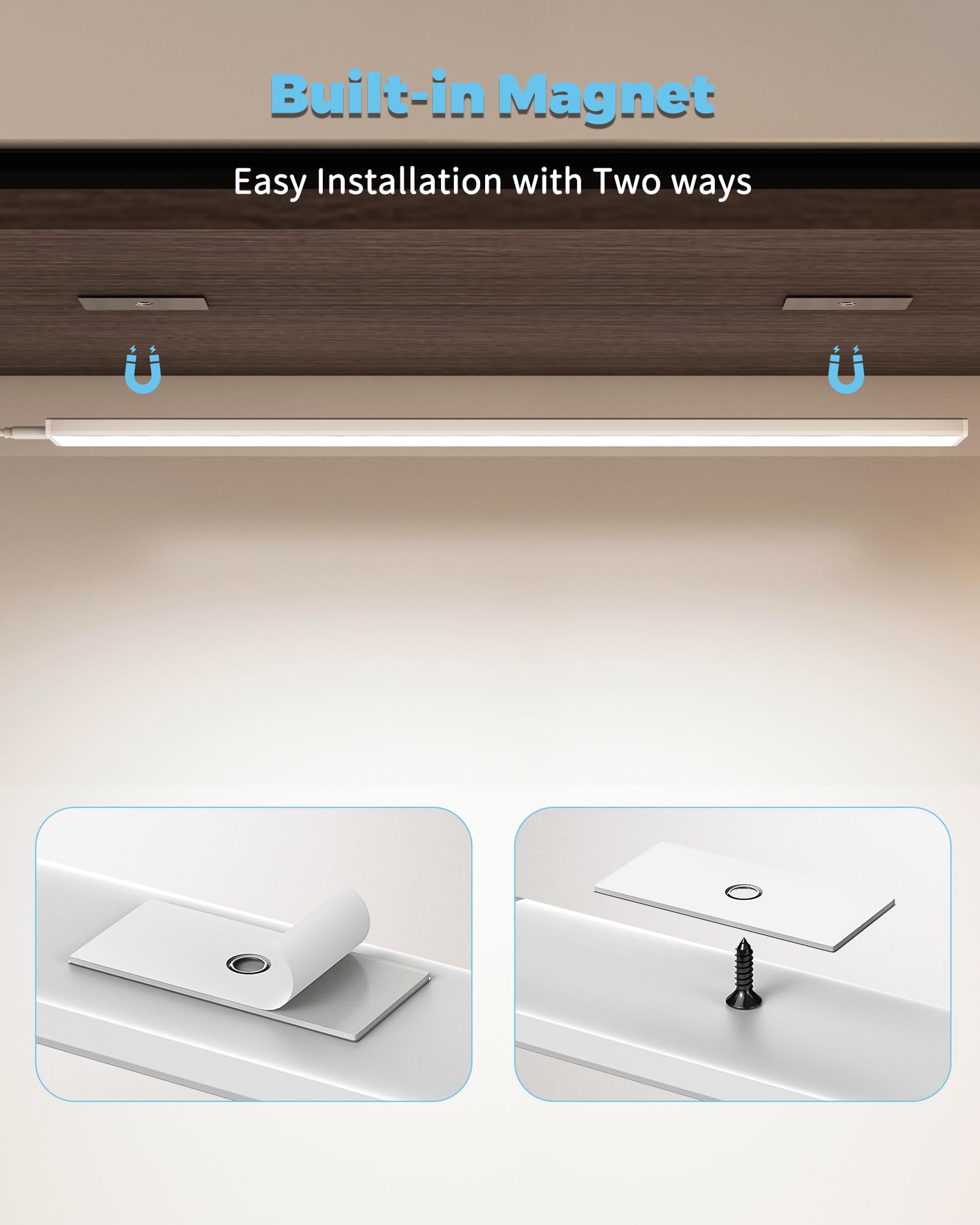 ASOKO LED Under Cabinet Lighting, 24Inch, 900Lumen, Dimmable, Cool White, Model UNO-PRO-UT