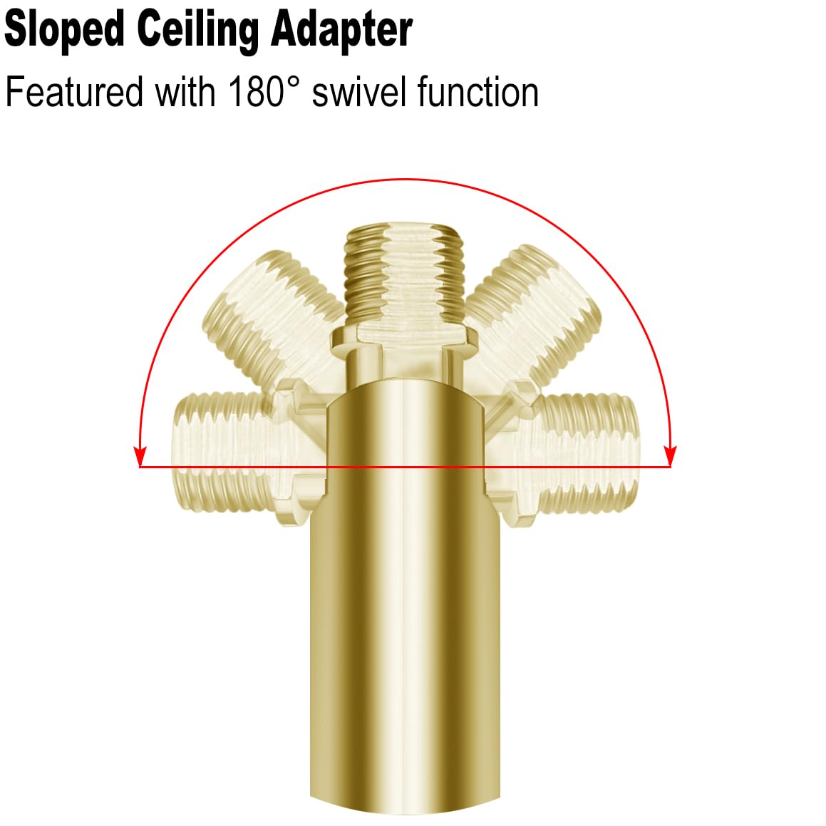 MAYOMAJO M10 Threaded Extension Poles for Pendant Lights, 2 x 12'' + 2 x 6'', Brass, Model LFD-BS-NEW, Sloped Ceiling