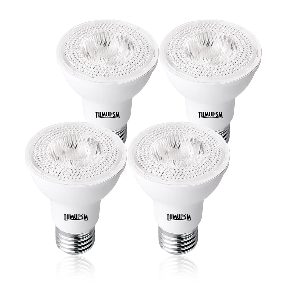 Tumupsm Par20 Led Bulb Daylight White 5000K Dimmable Flood Light 7W=60W Halogen E26 600Lm Track Recessed Lighting Bulbs 4 Pack
