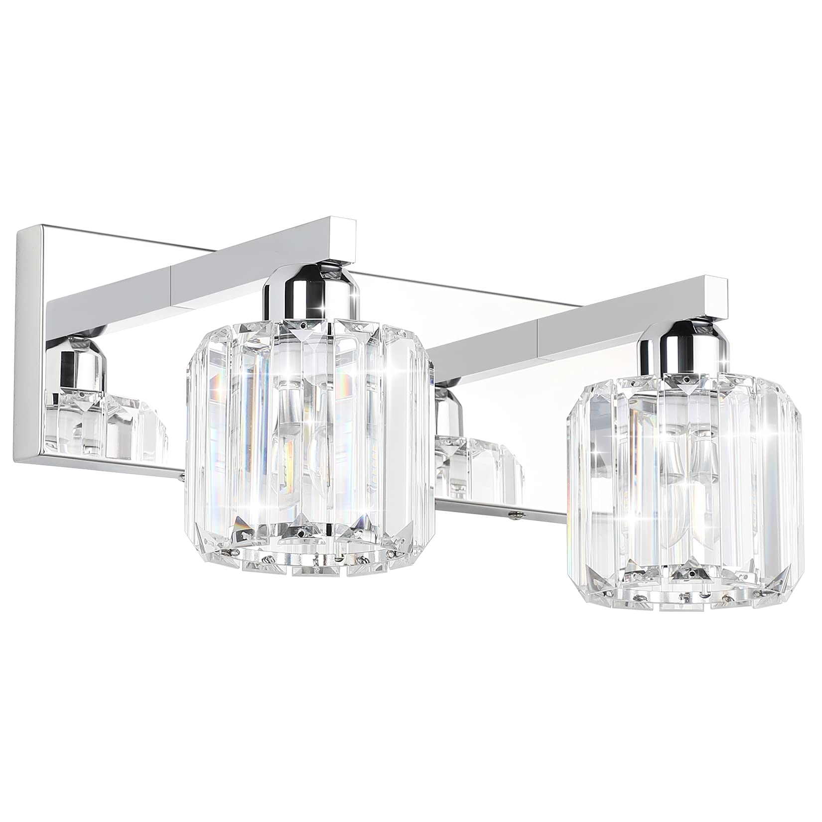 Aipsun Bathroom Vanity Lighting Fixtures Crystal Vanity Lights for Bathroom 2 Lights Stainless Steel Wall Lighting Fixtures(Exclude Bulb)