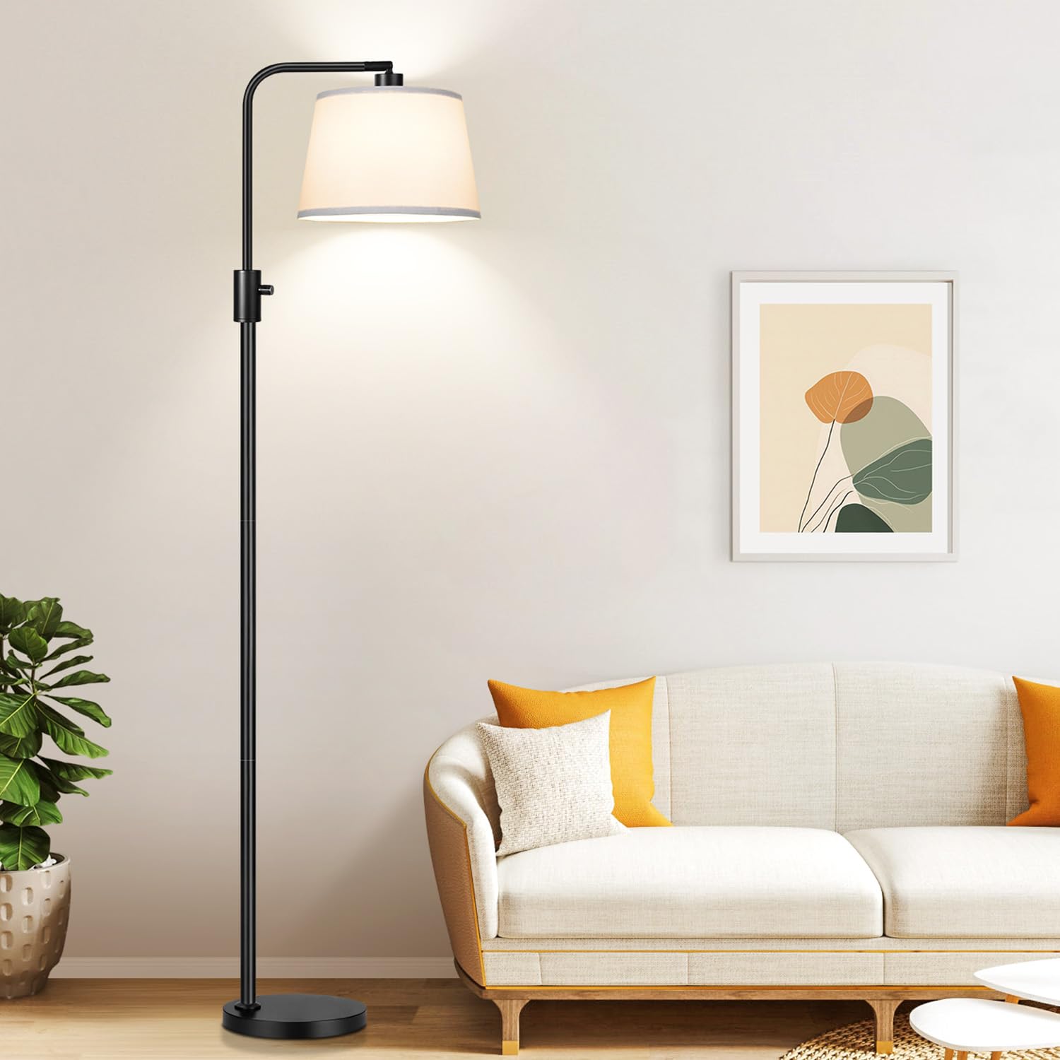 ?Upgraded? Dimmable Floor Lamp, 1000 Lumens LED Edison Bulb Included, Arc Black Floor Lamps for Living Room Modern Standing Lamp