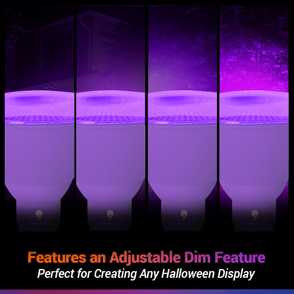 Bluex Bulbs 2 Pack LED Par38 Flood Light - 18W Dimmable Purple Bulbs for Home & Party Decor - E26 Base - Purple