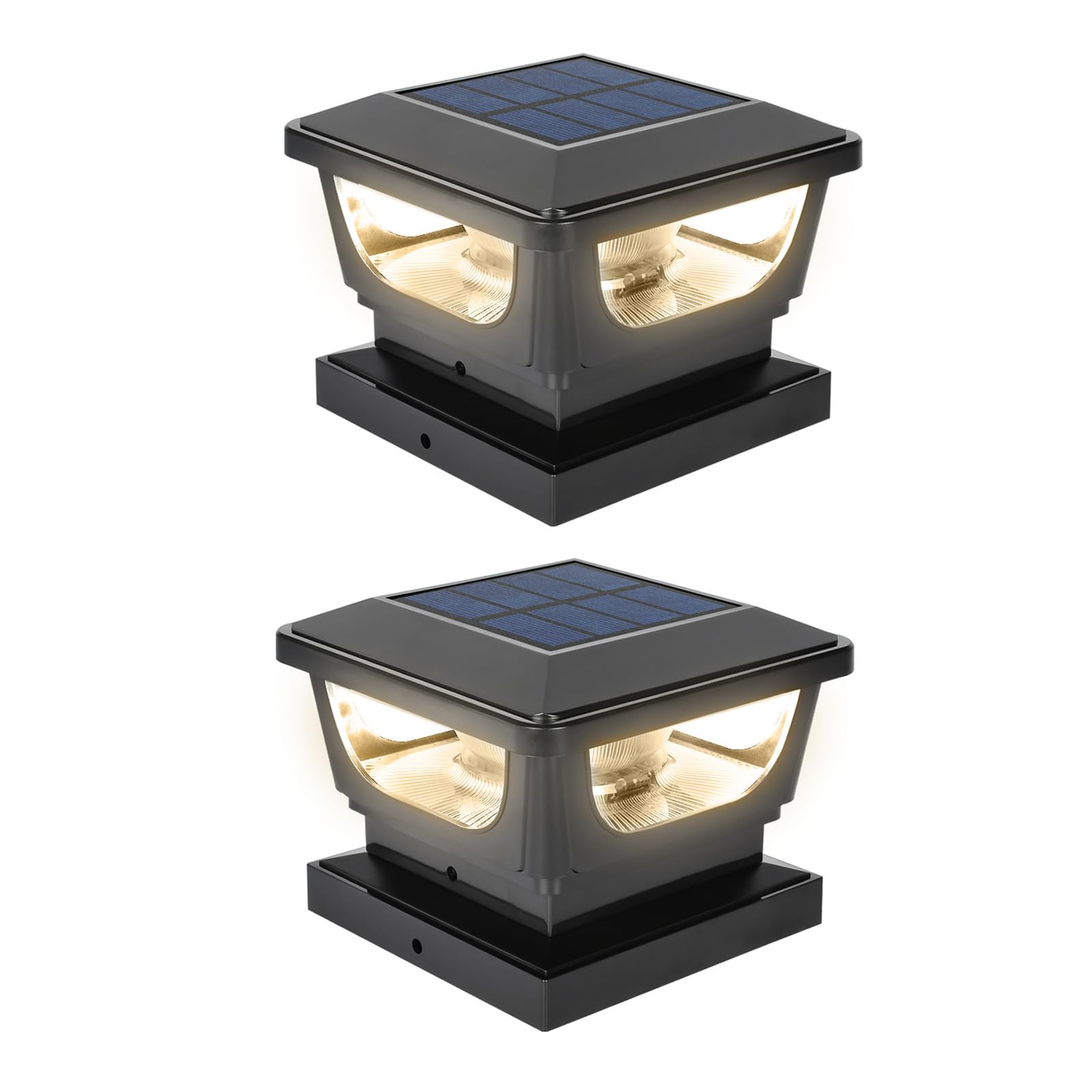 Sumaote 120 Lumen Solar Post Cap Light Outdoor Fits 4 x 4 Wood, 3x3 & 4x4 PCV/Vinyl Posts, Warm White Fence Deck Post Lights Sol