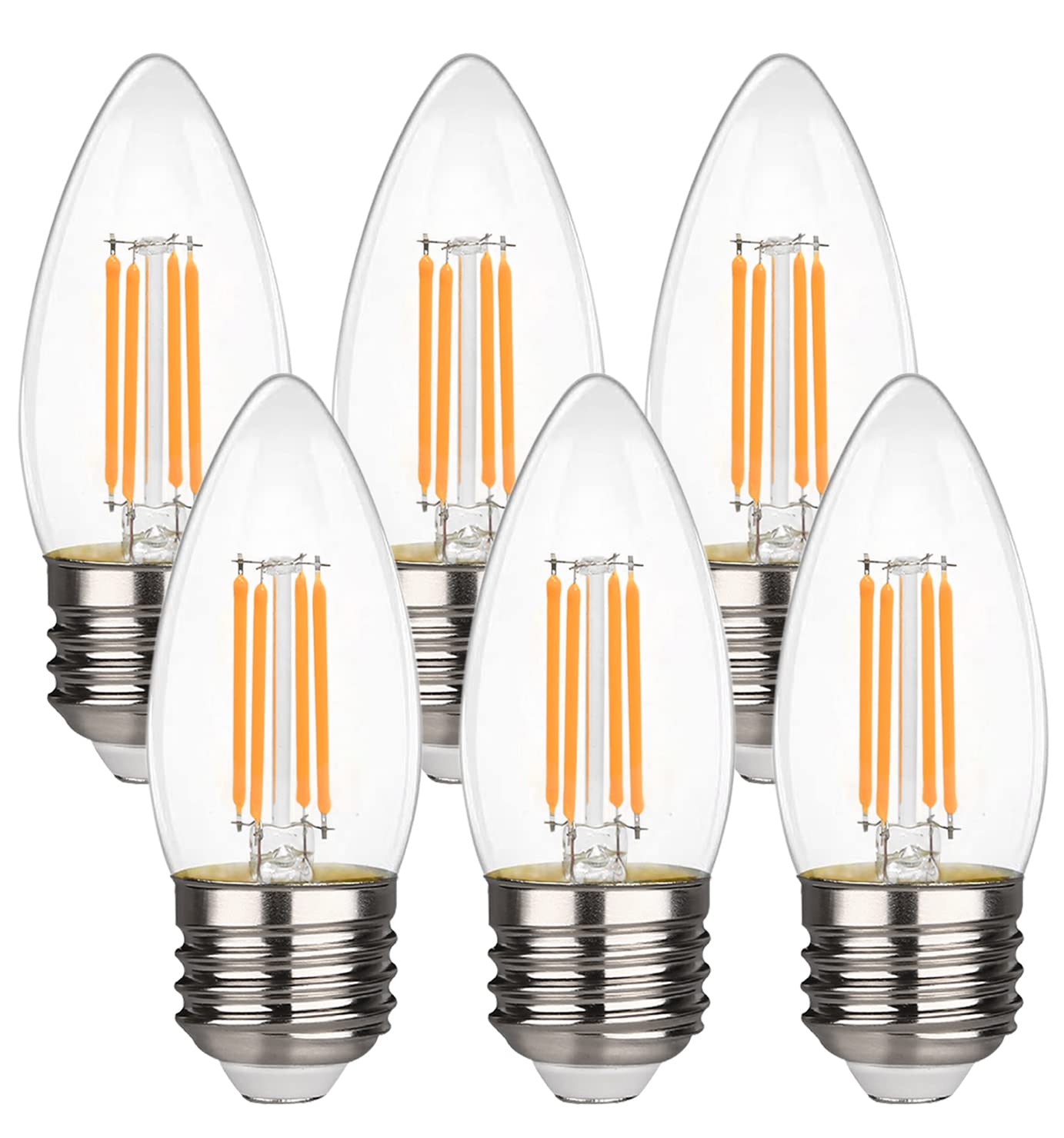 Yimilite B11 E26 Led Candelabra Bulbs 4.5W(40 Watt Equivalent) 2700K Warm White 450Lm Dimmable Led Filament Chandelier Light Bul