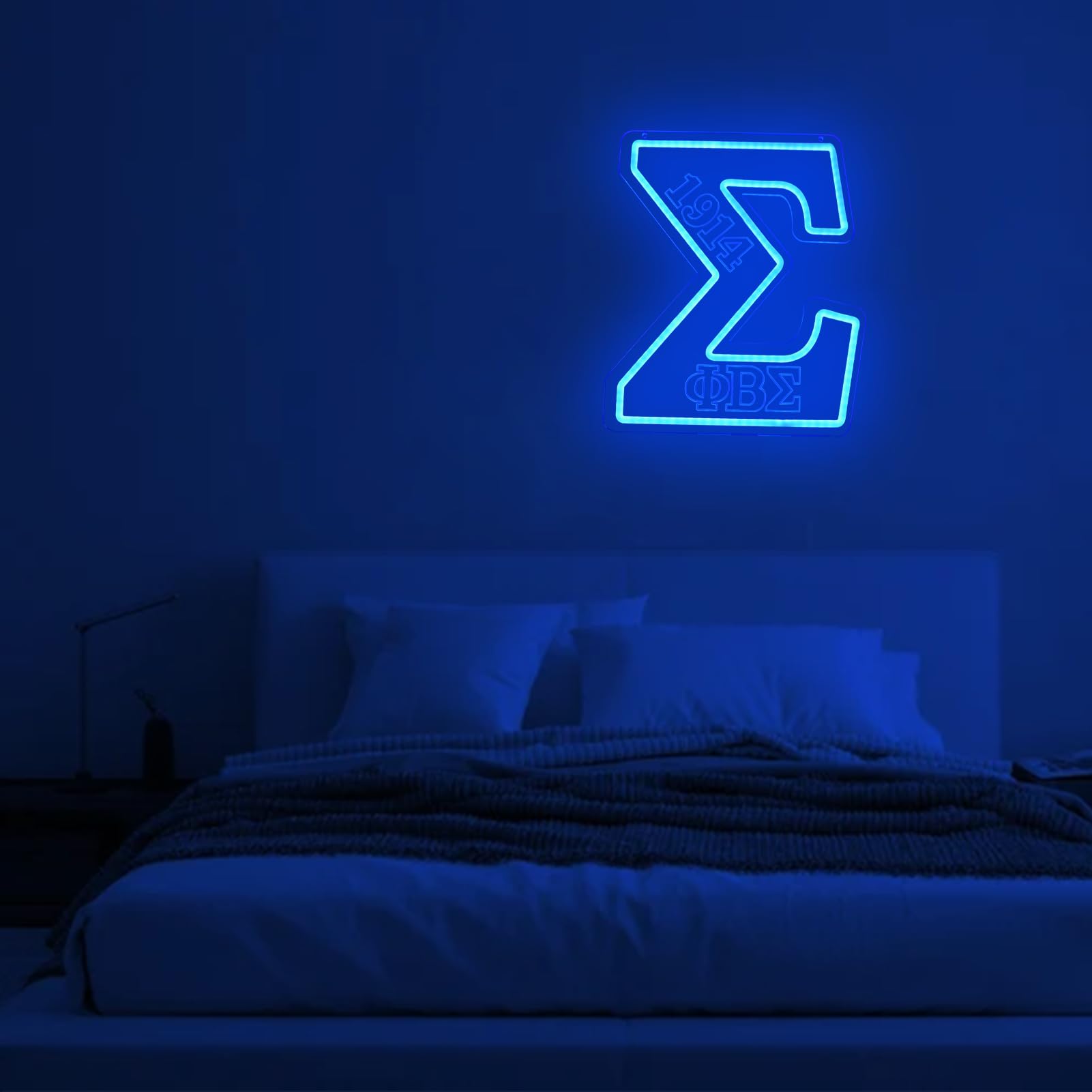 Tiabuy LED Neon Sign - FBS Fraternity Wall Decor, Dimmable, 14 x 13 inches, Blue, Model TB-NS-B-07