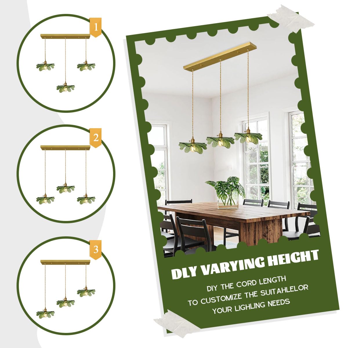 Auwieou Mid Century Modern Chandelier 3 Light Glass Pendant Lights With Hand Blown Amber Glass Shade Brass Pendant Light Farmhou