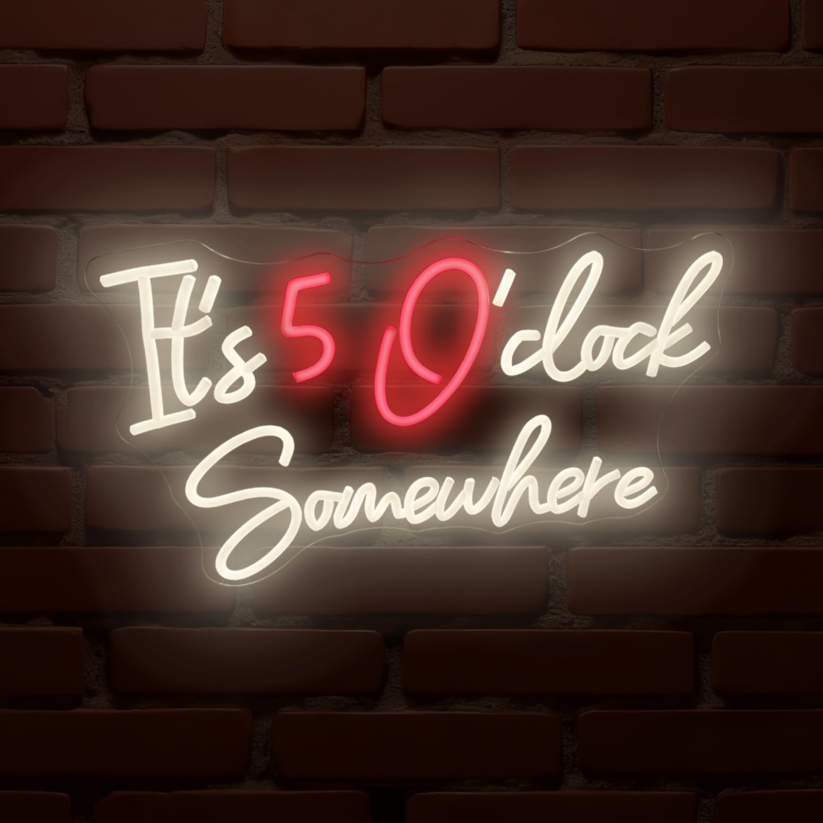 Its 5 OClock Somewhere Neon Bar Sign, Dimmable USB LED Neon Light for Home Bar Decor, Man Cave, Pub Party -Gift for Husband, F