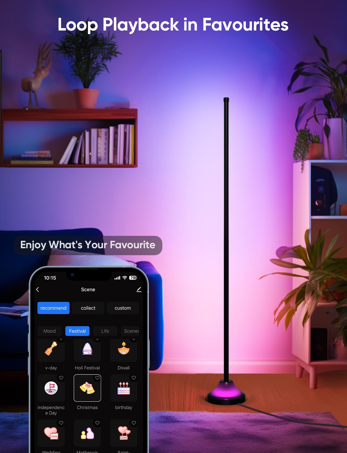 Smart Rgb With Ic Led Floor Lamp & Corner Lamp With Music Sync & 16 Million Color Options, Diy Customizable Light, Alexa & Googl