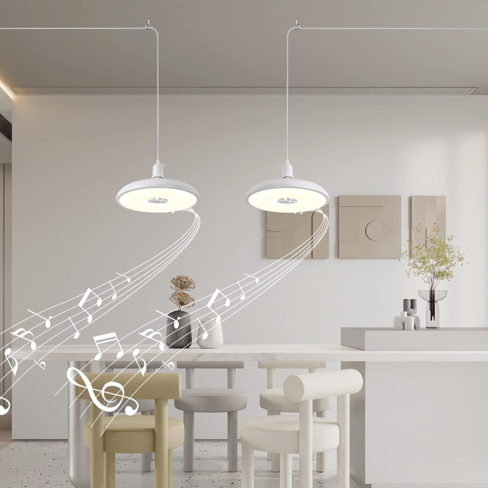 Horevo Plug-In Pendant Light With Remote Control, Bluetooth Speaker, And Color Changing Led 8.7'' 18W Adjustable Farmhouse Hangi