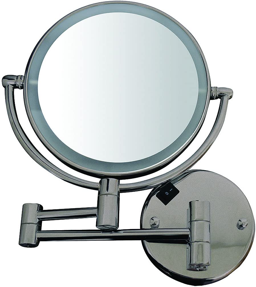 Whitehaus Collection Round Wall Mount Dual Led 7X Magnified Mirror, 17.3 X 4.6, Brushed Nickel, Model Whmr912-Bn