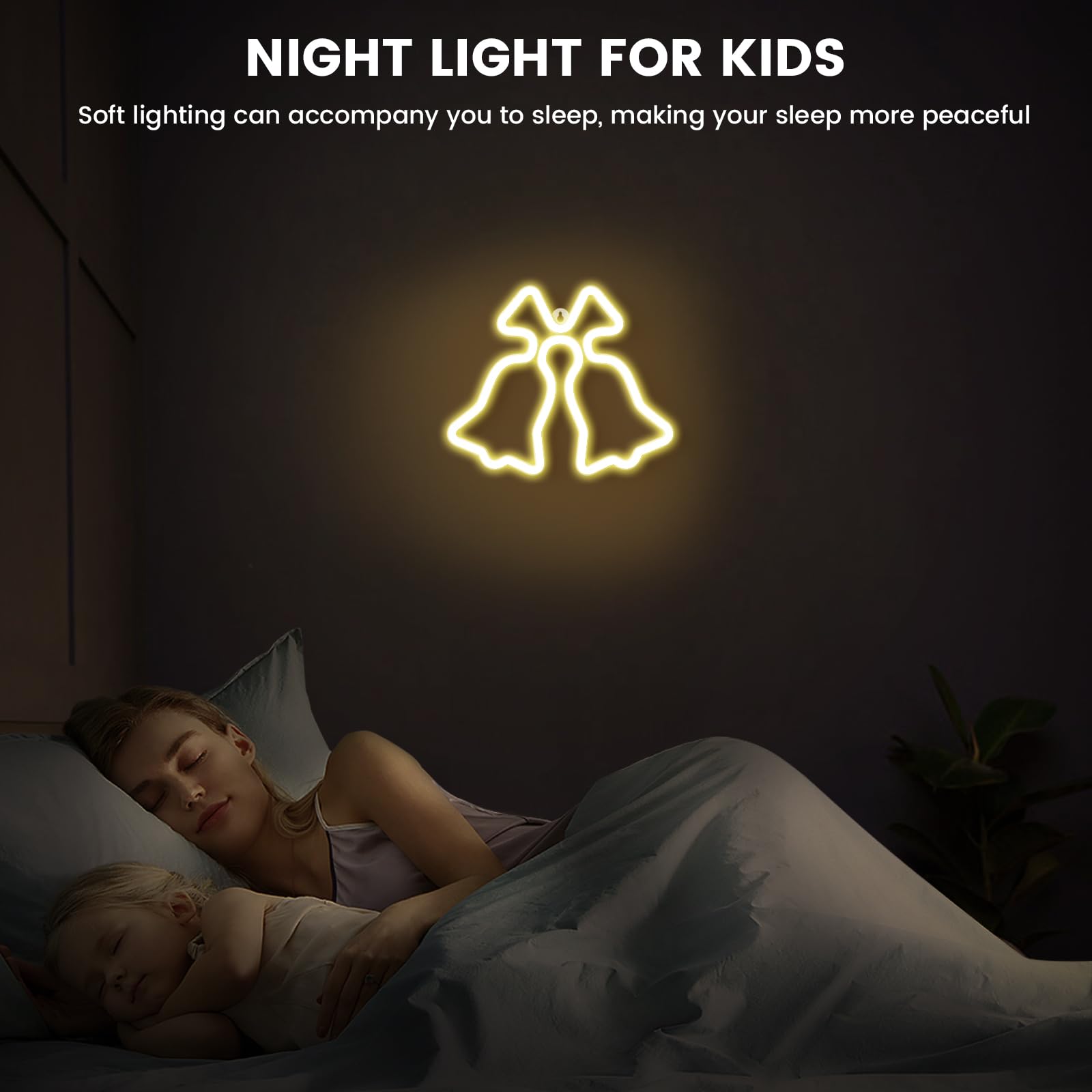 Ganrami Yellow Christmas Bell Neon Sign - USB & Battery Powered - Indoor/Outdoor Decor - Model GM012-19