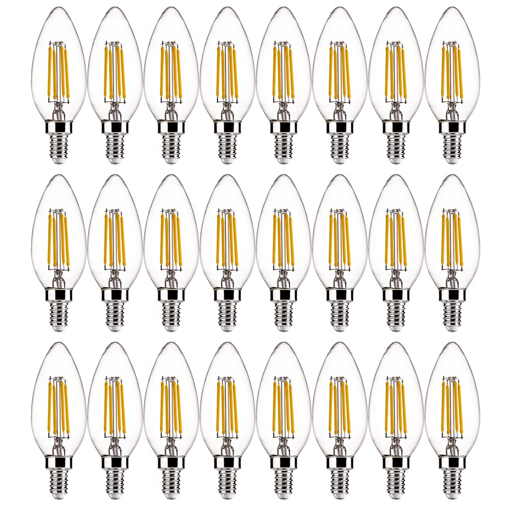 ALAMPEVER E12 Candelabra Bulbs 60W 2700K Soft White Glass 24 Pack B11E12-24