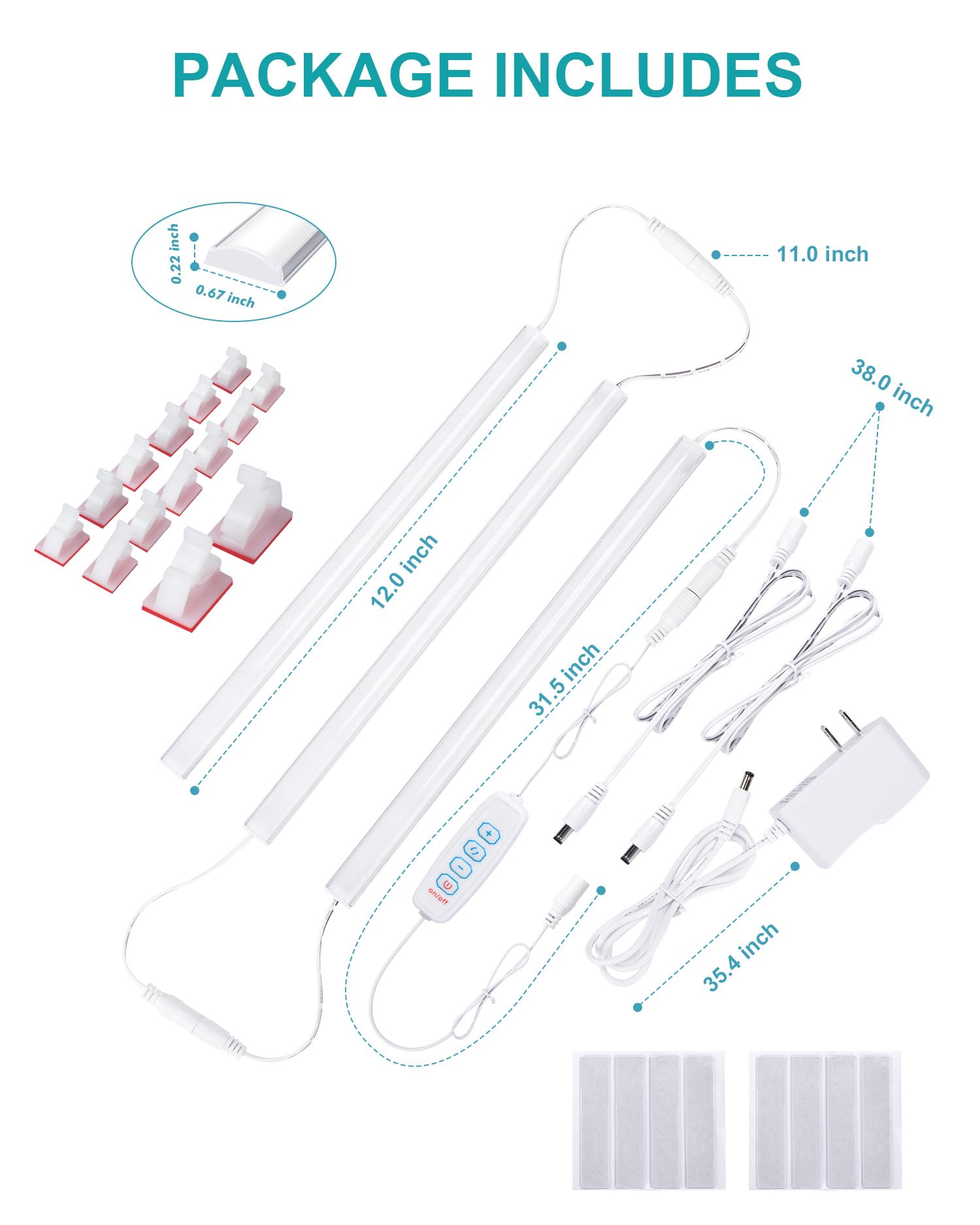 JUSJUBR Under Cabinet Lighting, 3 Pcs Dimmable LED, 12 Inch, Aluminum, 3 Color Temperatures