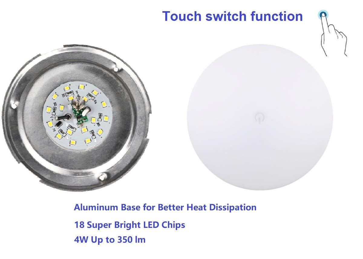 Kicored Led Ceiling Lights Rv Led Dome Light Fixture With On/Off Touch Switch Ultra Slim Interior Lighting For Rv Light,Trailer Light,Camper Light,Boat Warm White 3400K 4.5Inch (6 Pack)