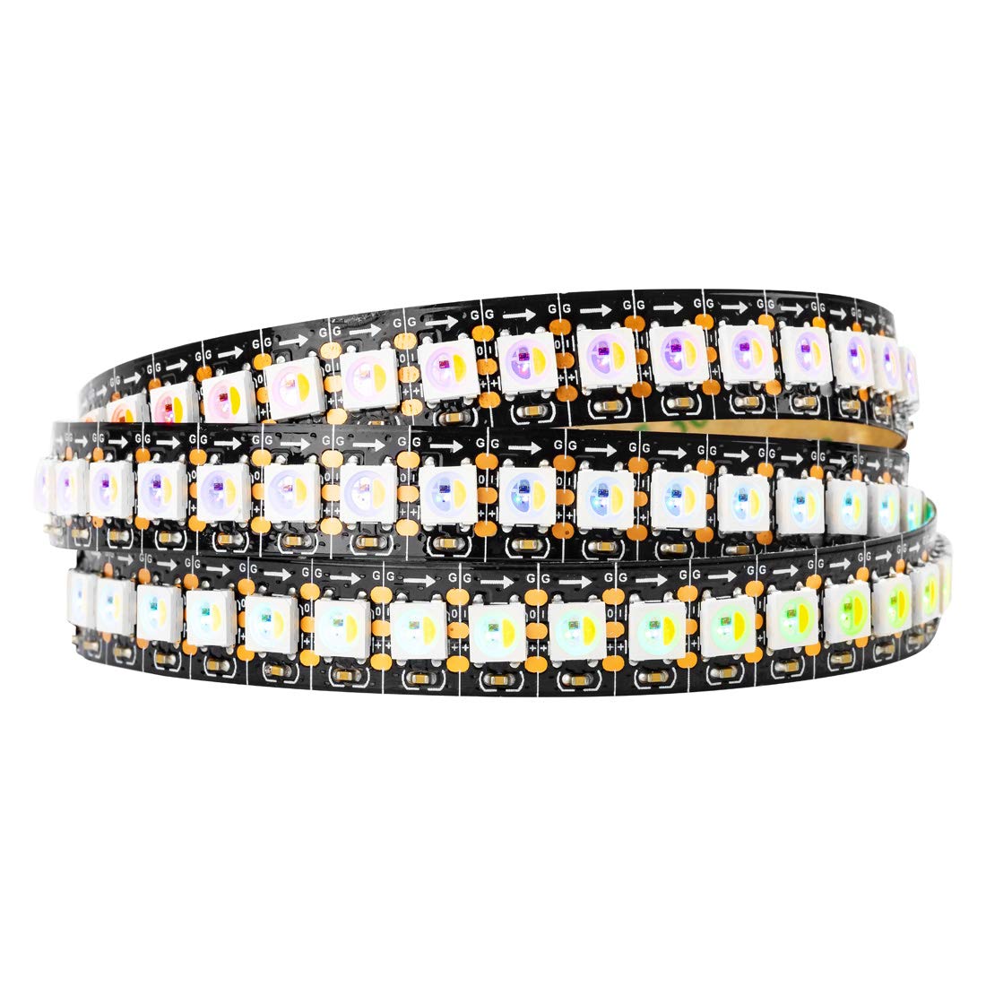 Btf-Lighting Rgbw Rgb+Warm White Sk6812 (Similar Ws2812B) Individually Addressable 3.3Ft 1M 144(2X72) Leds Flexible 4 Colors In 1 Led Dream Color Led Strip Ip30 Non-Waterproof Dc5V Black Pcb