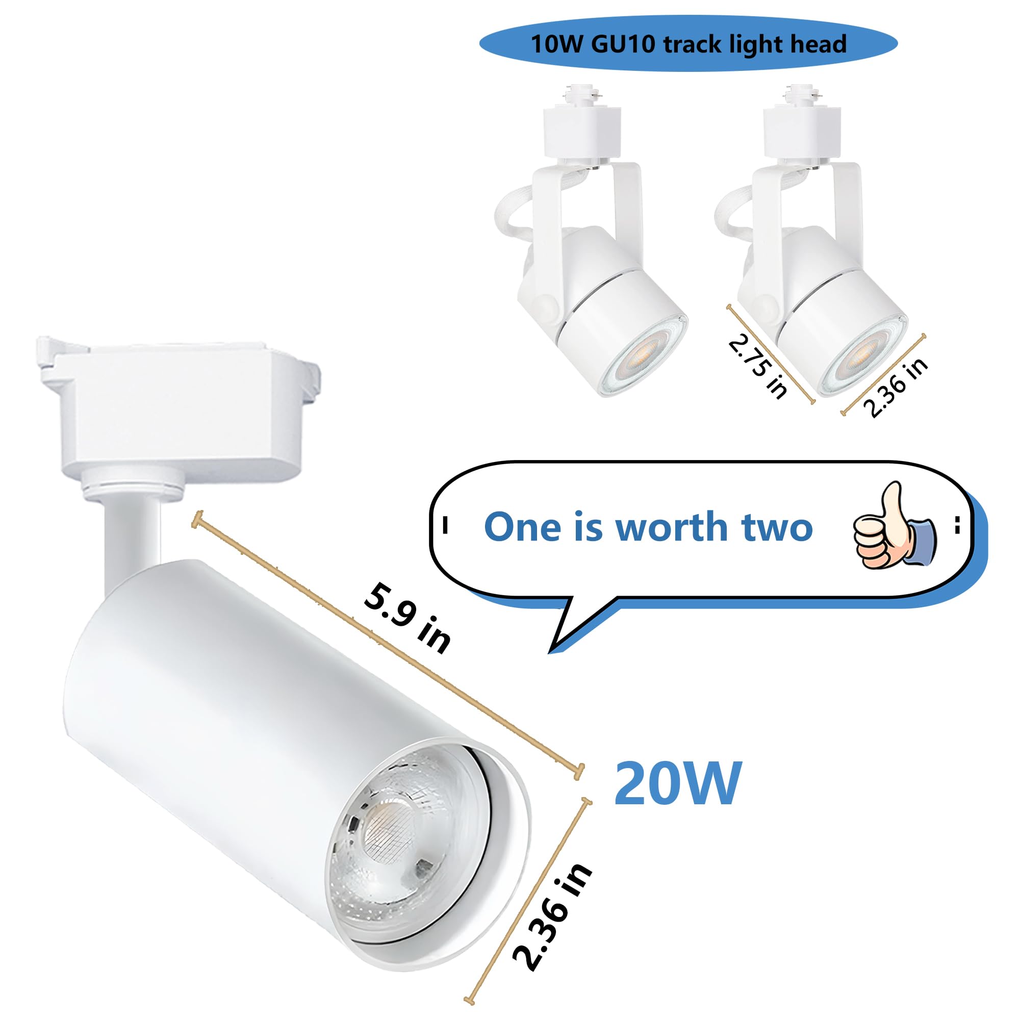 Bravsekai Ultra-Bright H Type Track Lighting Kit With 13.1 Ft Track Rails, 12 Heads 4000K Natural White 20W 2400Lm, Dimmable Plu