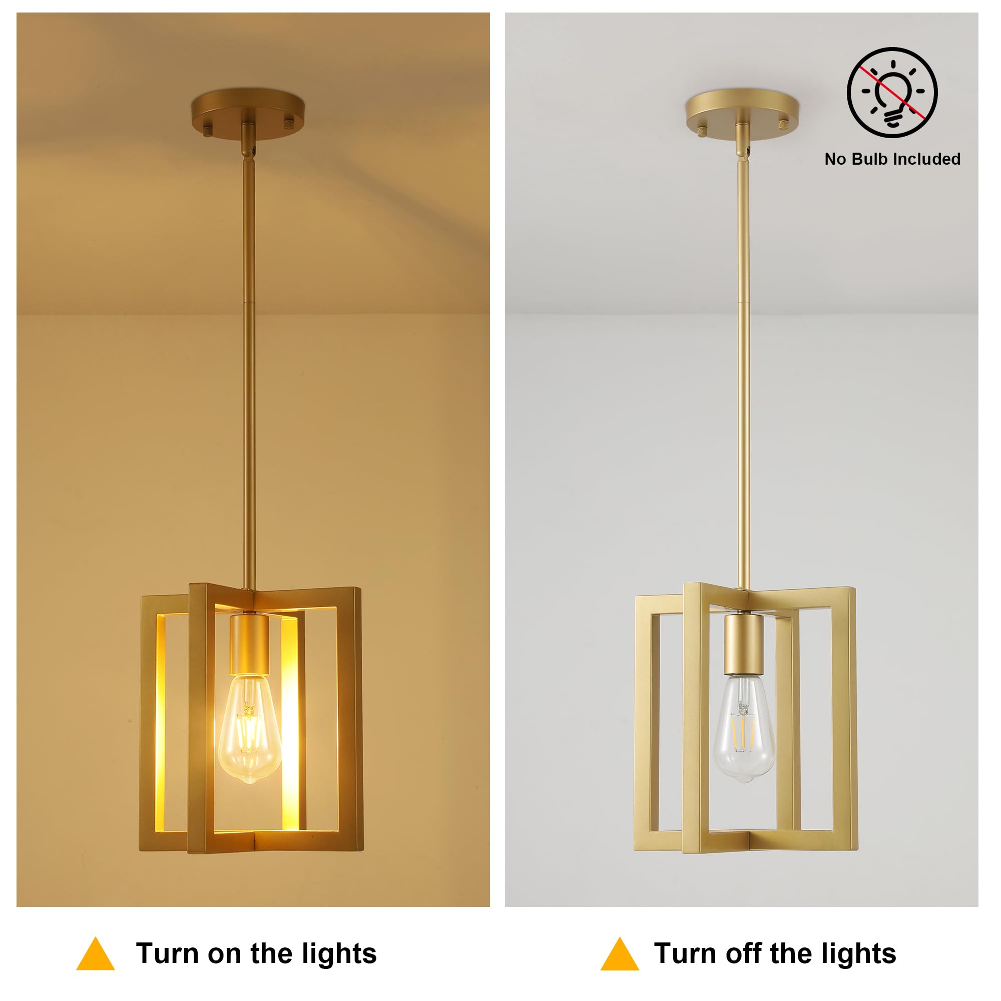 Klgxnrd Mini Modern Farmhouse Gold Pendant Lighting For Kitchen Island, Adjustable Industrial Entryway Light Fixture Hanging For