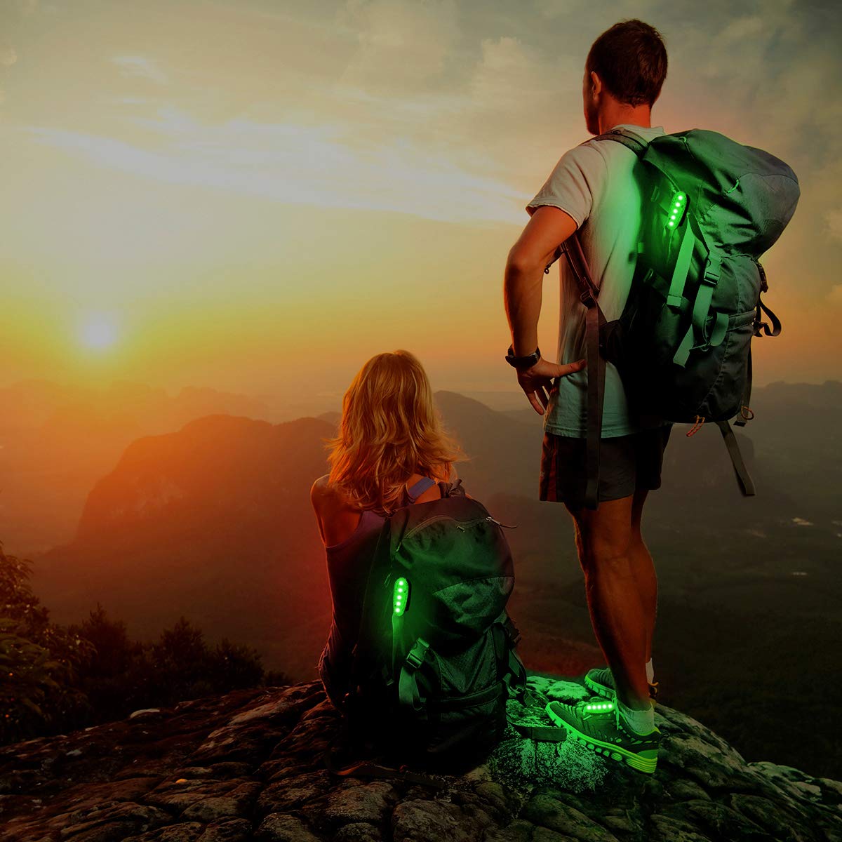 Usb Rechargeable Led Safety Lights (2 Pack) - Clip On Strobe Running Lights For Runners  Joggers Walkers Kids Dogs Bike Tail Lights - High Visibility Accessories For Reflective Gear (Green)