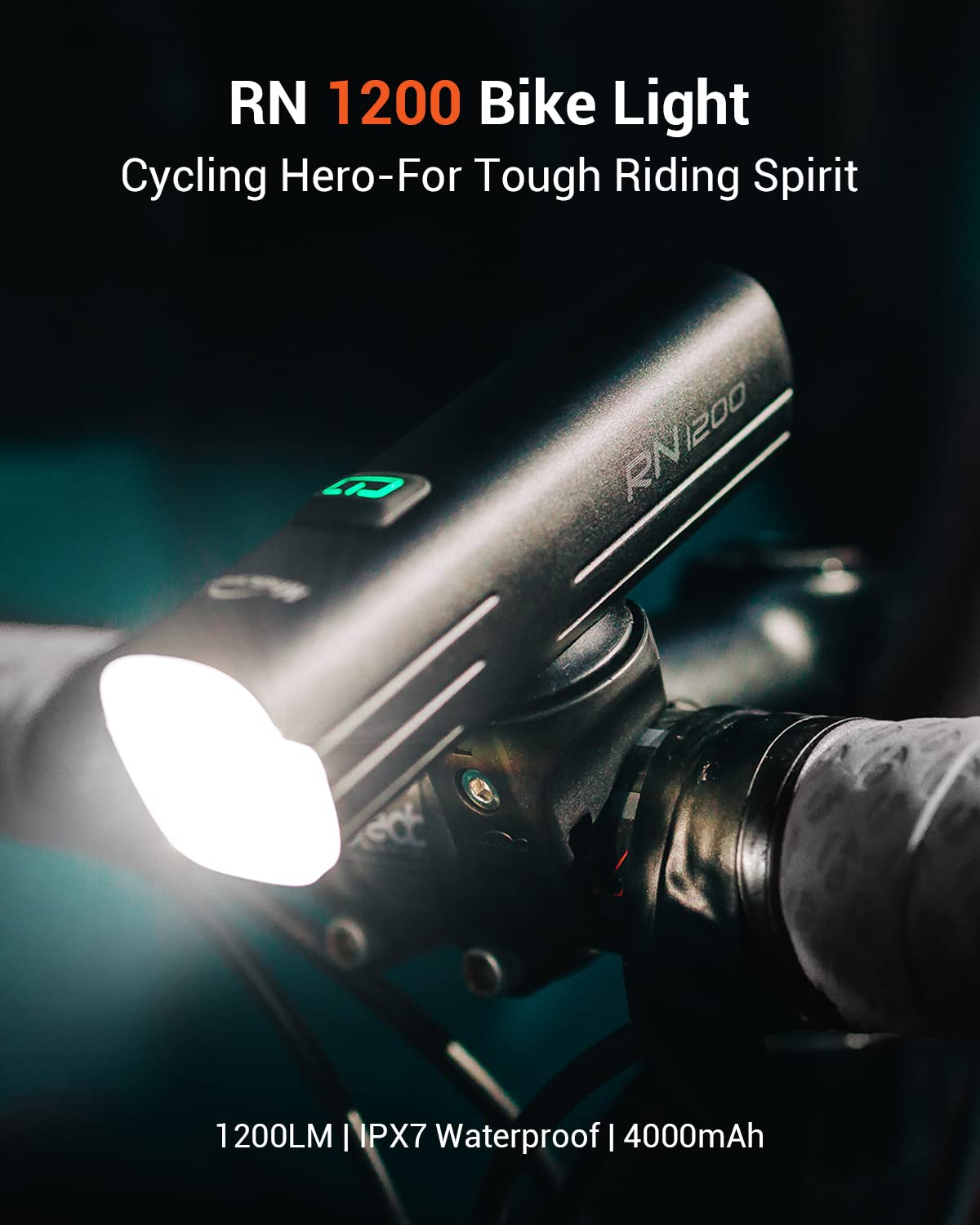 Magicshine Bike Light Rn 1200, Cree Led, Ipx7, 4000Mah Battery Type-C Reverse Charging, Powerful Bike Headlight Compatible With: Mountain, Kids, Street