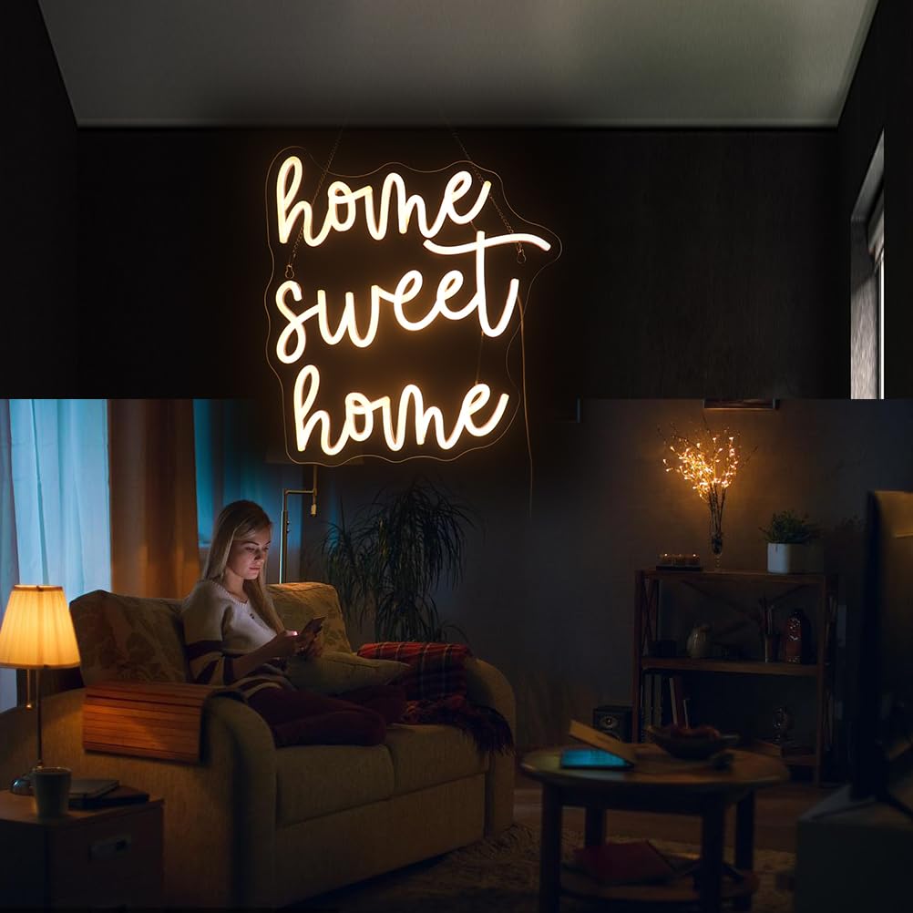 Home Sweet Home Neon Sign  Positive Quotes Decorative Neon Lights For Home Room Wall Decor Neon Light Sign  Christmas Birthday Gift Thanksgiving Gift(Warm White)