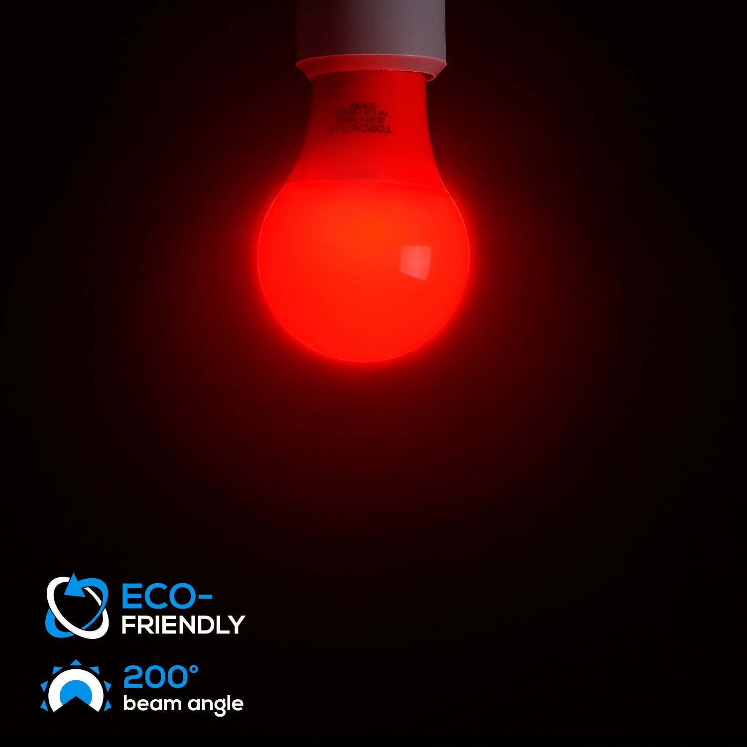 TORCHSTAR LED A19 Red Bulbs, 7W Equivalent, E26 Base, 6 Count Pack, Plastic Clad Aluminum