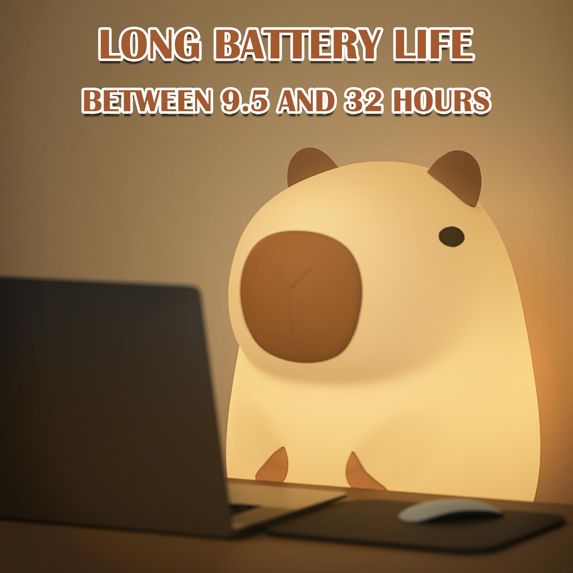 Anywin Capybara Night Light - Silicone, Rechargeable, Timer & Dimmer, Cute Nursery Lamp, Model FS-S019-AW