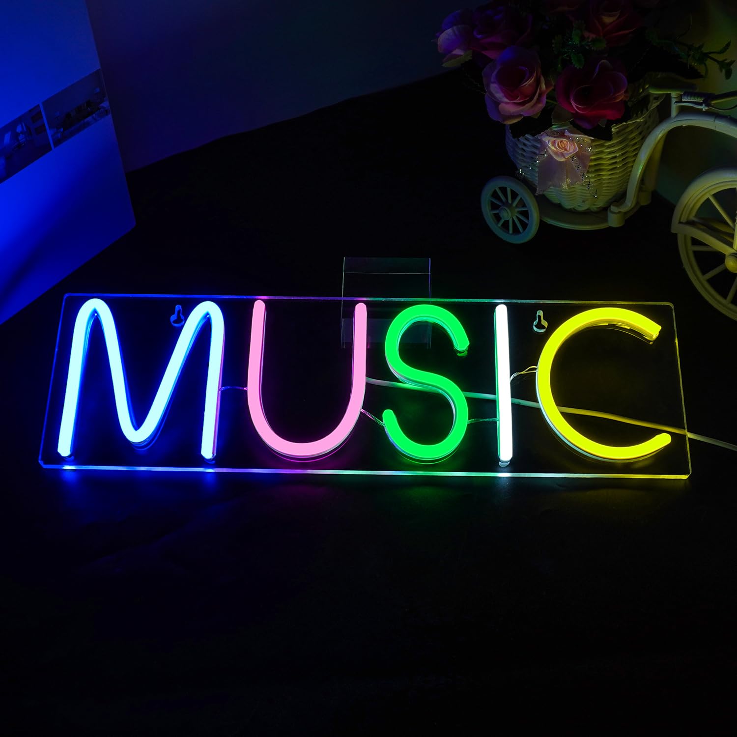 Lucunstar Music Neon Light,Neon Sign for Wall Decor Colorful Letters Neon Lights Sign Music Word LED Neon for Bedroom Game Room