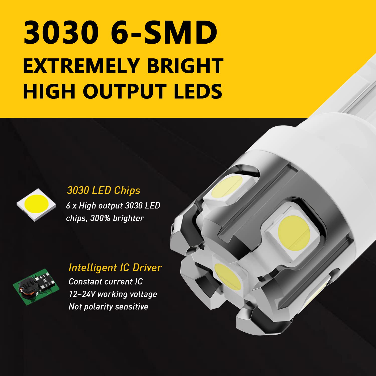 Phinlion 194 Led Light Bulb 6000K White Super Bright 168 175 2825 W5W T10 Wedge 6-Smd 3030 Chipsets Led Replacement Bulbs For Ca