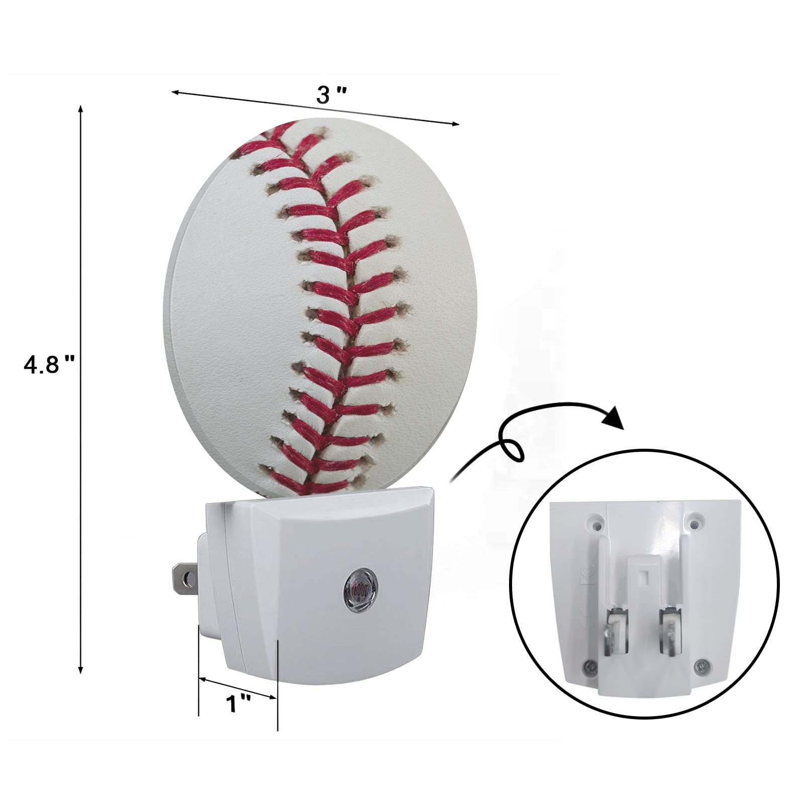 Axayaz Baseball Stitching Led Night Light Ball Game Sports American Dusk To Dawn Round Lamp Auto Sensor For Bathroom Hallway Living Room