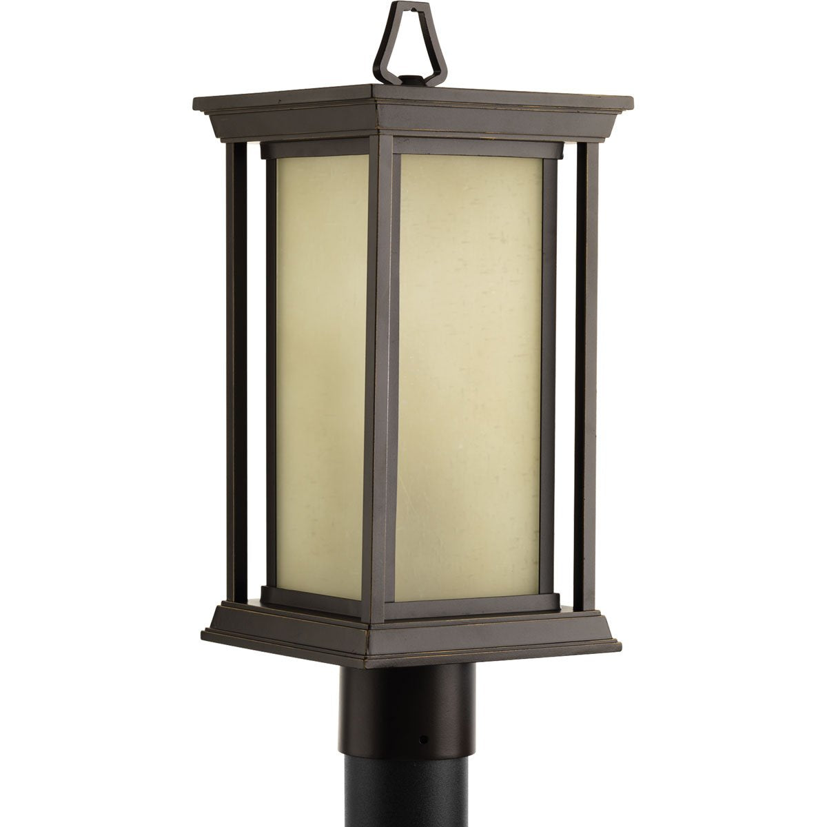 Progress Lighting Endicott 1-Light Outdoor Post Lantern, Antique Bronze, Aluminum, Model P5400-20, Etched Umber Linen Glass