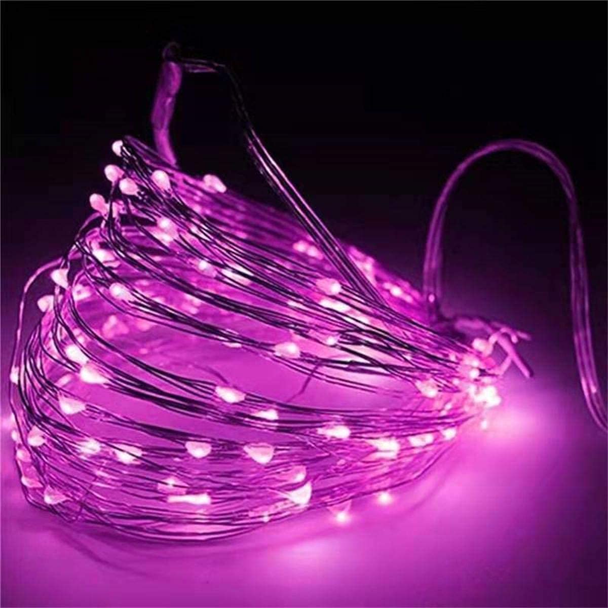 Everfit Lighting 2 Pack Pink Battery Operated Mini Fairy Lights With Timer, 50 Leds, 18Ft