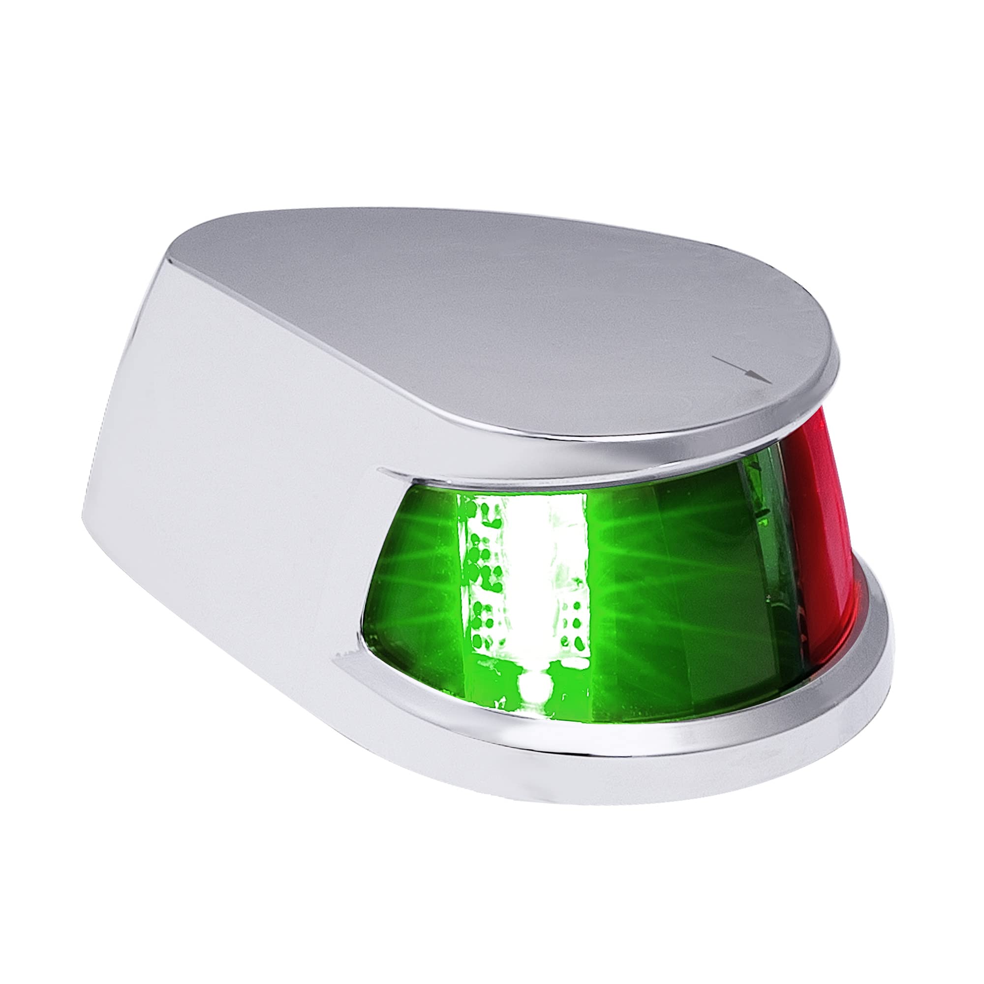 TRUE MODS Red Green LED Marine Navigation Bow Light [USCG ABYC A-16 2NM] [Waterproof] [Chrome & ABS] 2 Nautical Mile Visibility
