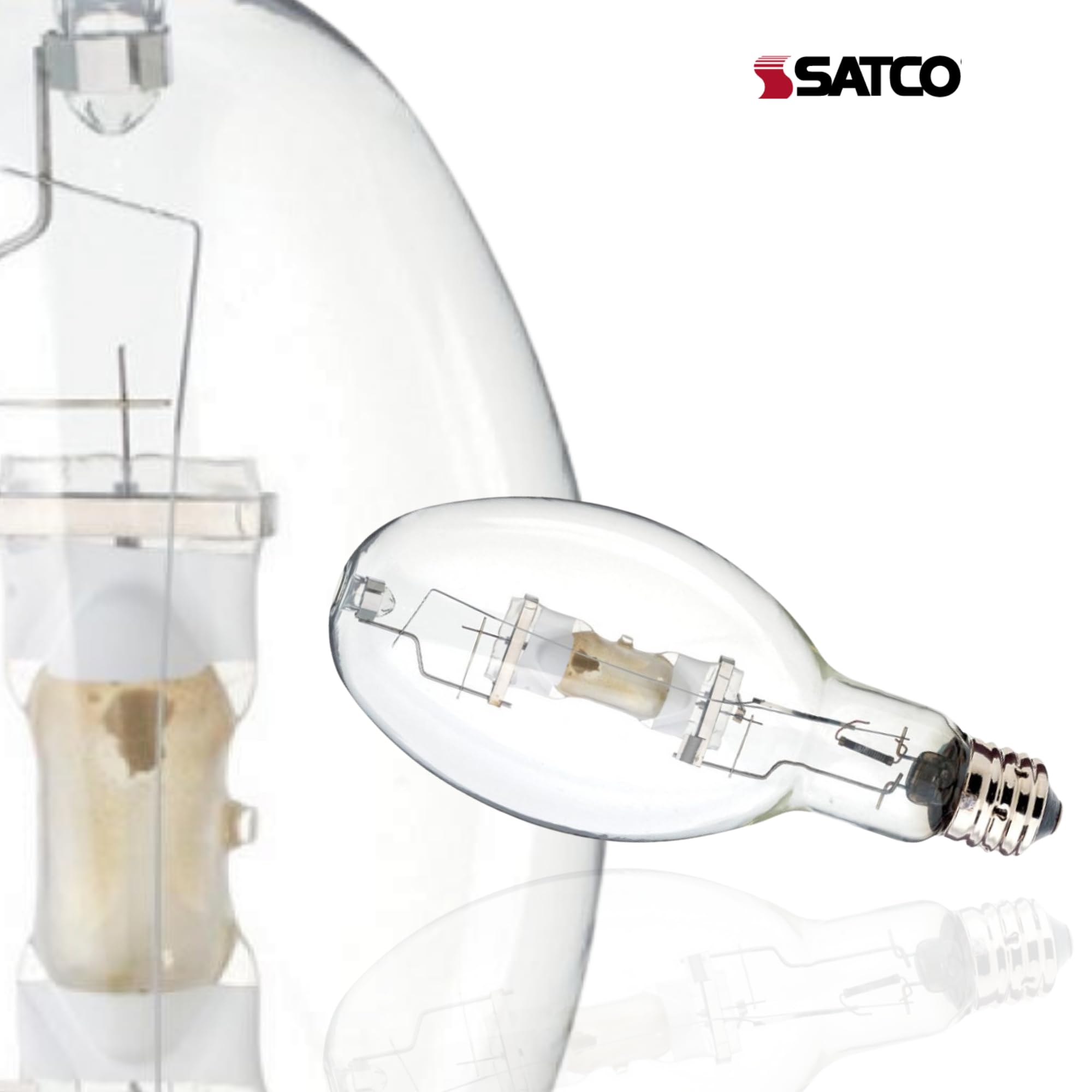 Satco S5837 Metal Halide HID Bulb, 1500W, 4200K, Mogul Base BT56, 6 Count for Street, Industrial, and Commercial Lighting