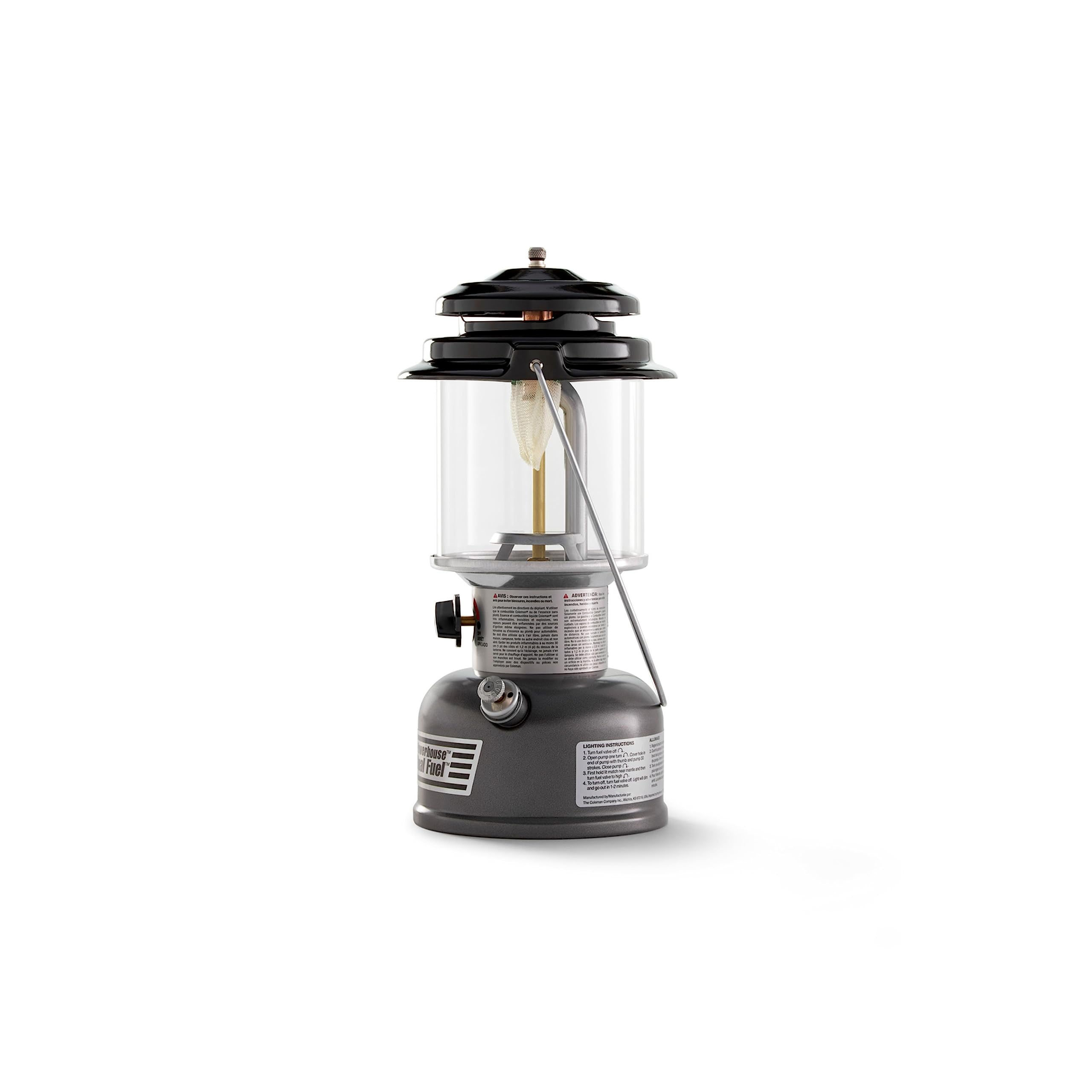 Coleman Powerhouse Dual Fuel Lantern Shines Up To 800 Lumens  2-Mantle Lantern Uses Coleman Liquid Fuel Or Gasoline With Adjustable Brightness  Carry Handle  Mantles  & Funnel Included
