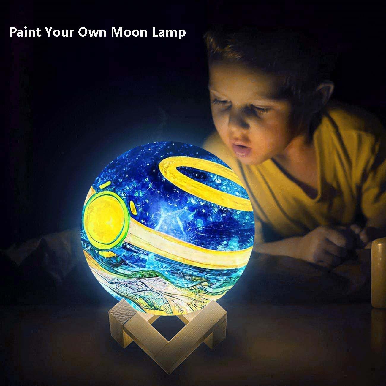 HOLA DIY 3D Moon Night Light Kit - 128 LED Colors, Arts and Crafts Supplies for Kids Ages 6-13, Perfect Birthday Gift