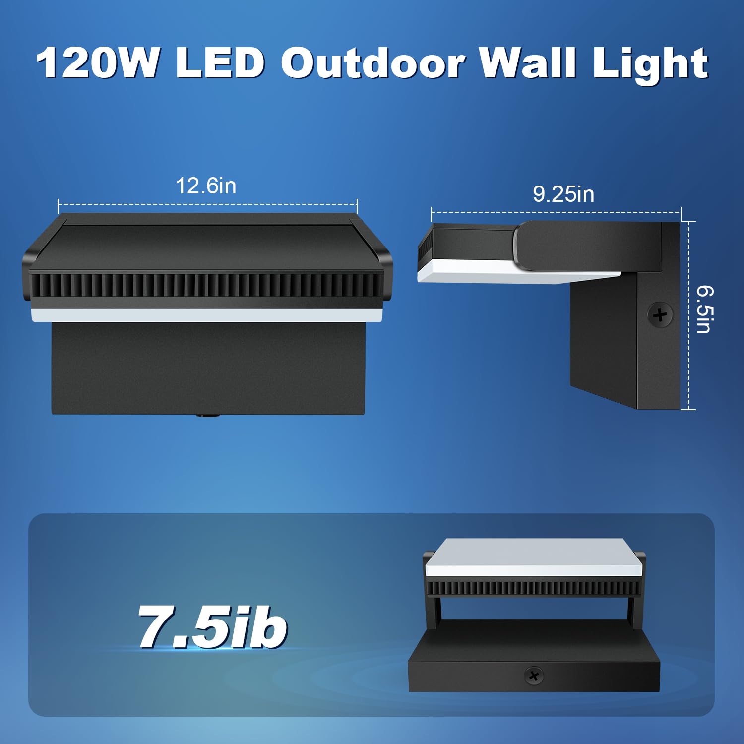 Juyace 120W Led Wall Pack Light Outdoor Security Flood Lighting Exterior Fixtures 360 Rotation 5000K For Garage Yard Barn Area Backyard Building