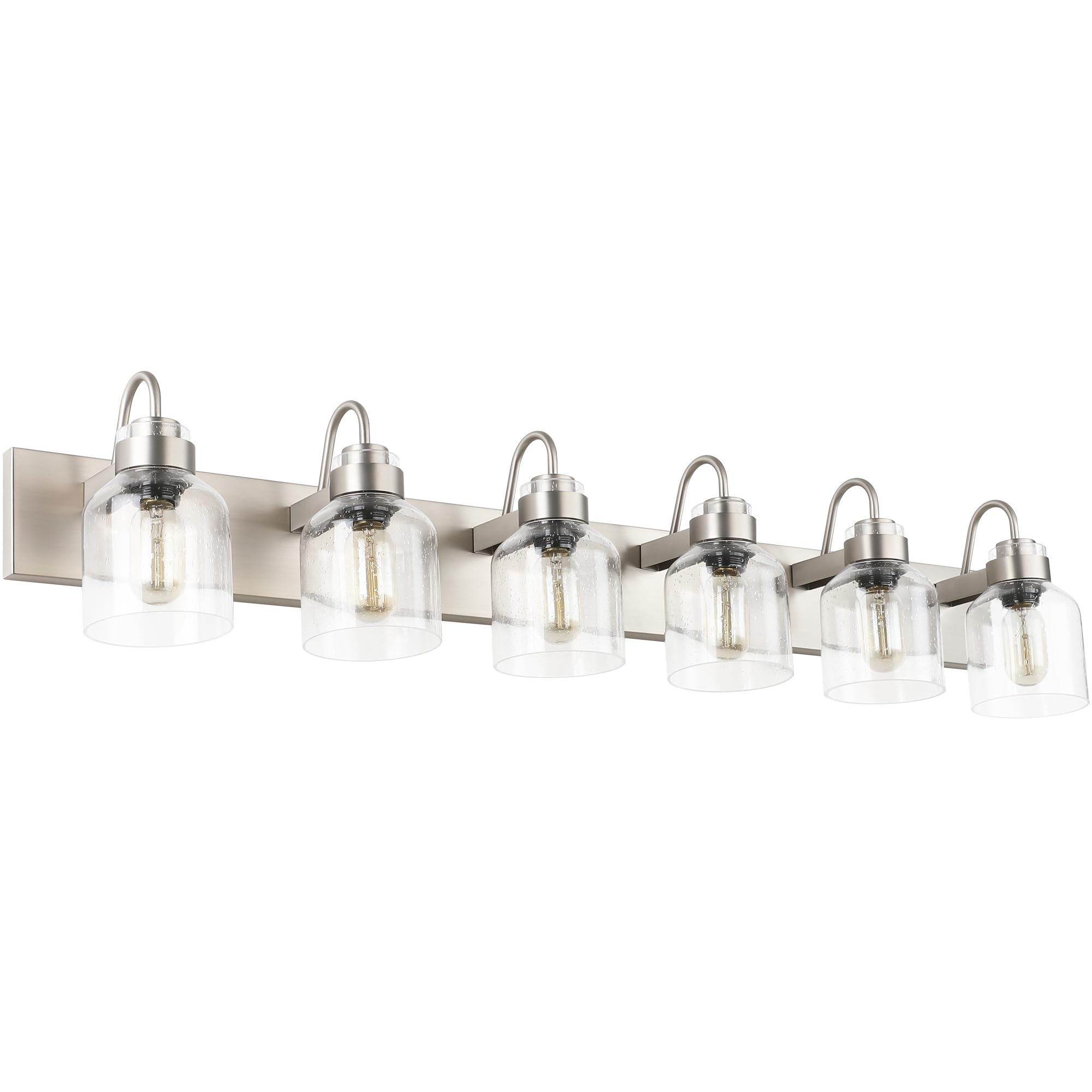 PRESDE 6-Light Bathroom Vanity Light Brushed Nickel with Bubble Glass Globes