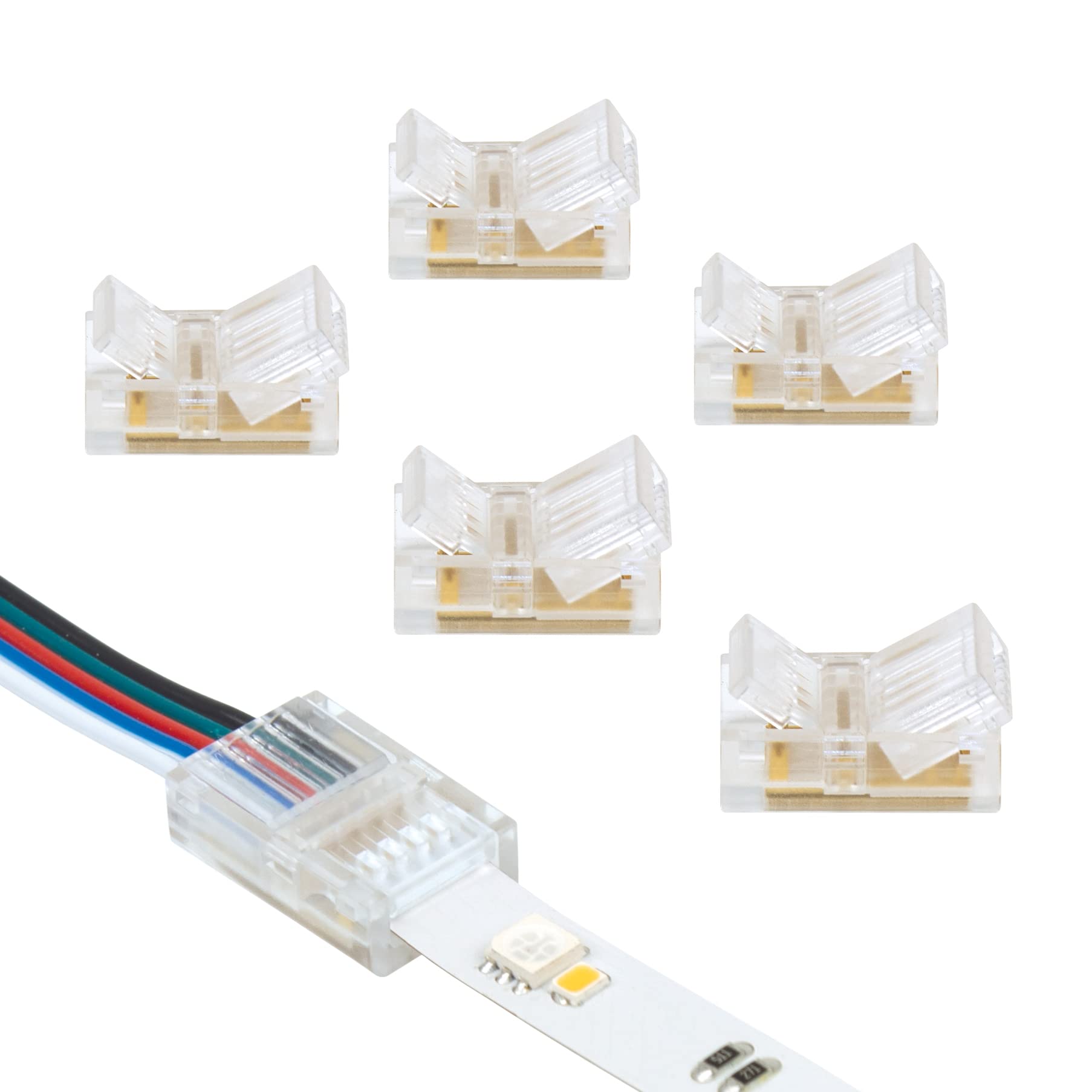 Armacost Lighting 5-Pin RGB+W Multicolor Wire to Tape Connector - 6 Pack 766220