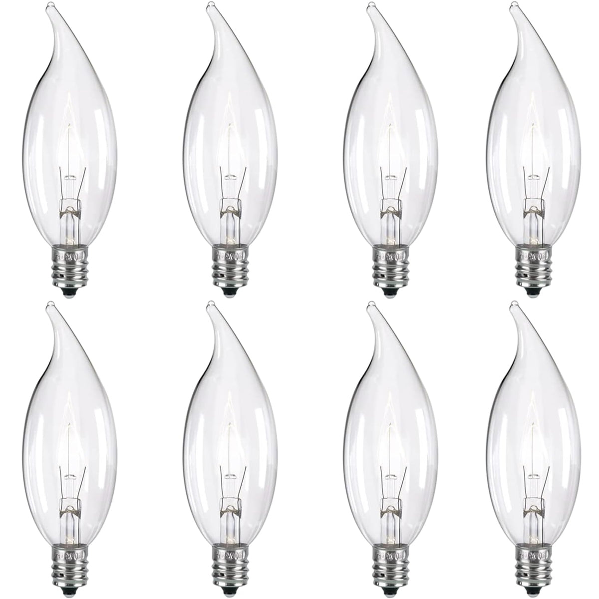 Tiqian 8-Pack E12 Base 60W B10 Ctc Incandescent Clear Dimmable Light Bulbs Long-Lasting, Energy-Efficient, Transparent Candle Li