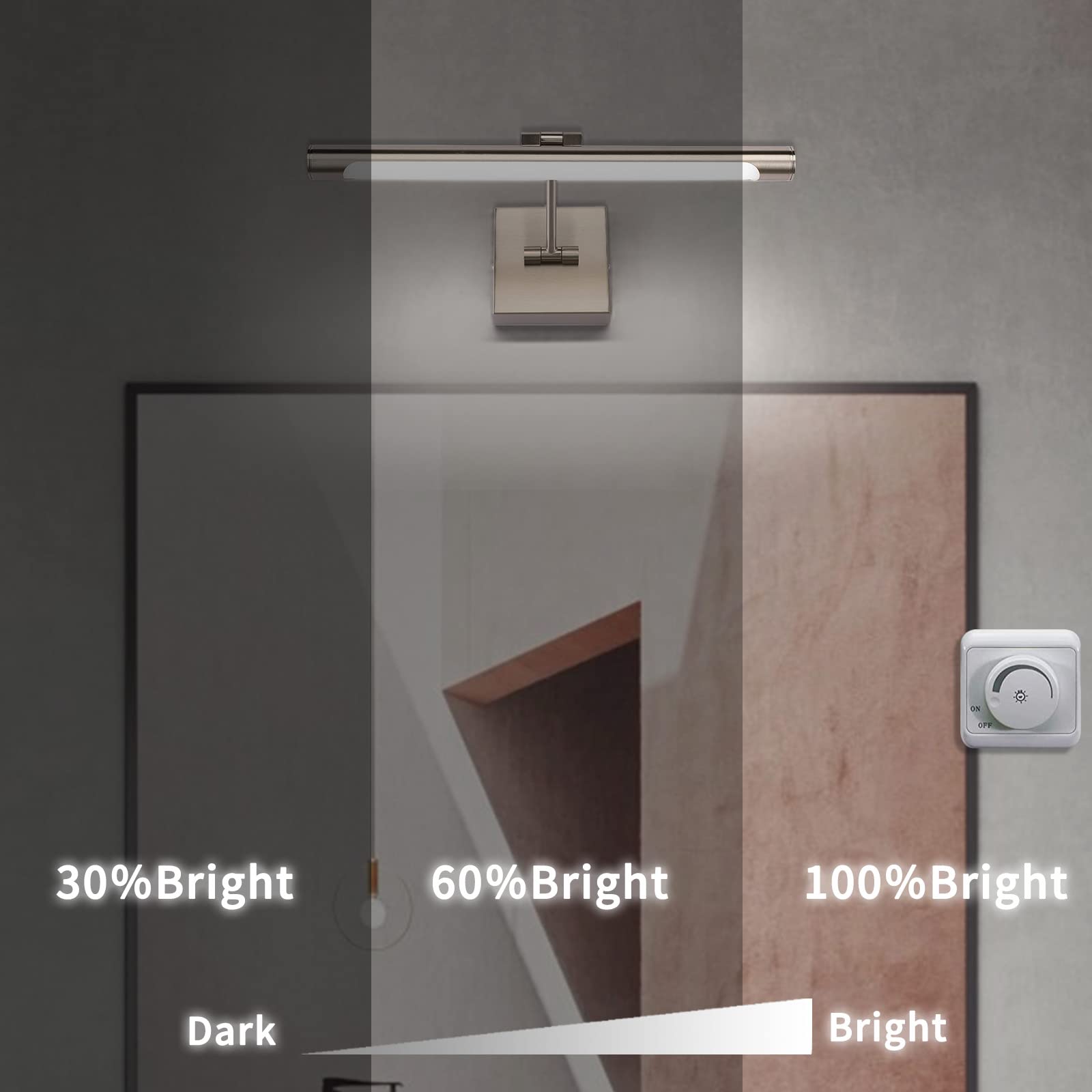 Joosenhouse 16.54&quot; Dimmable Led Picture Light, Metal Wall Lamp, 3000K Warm White, Nickel