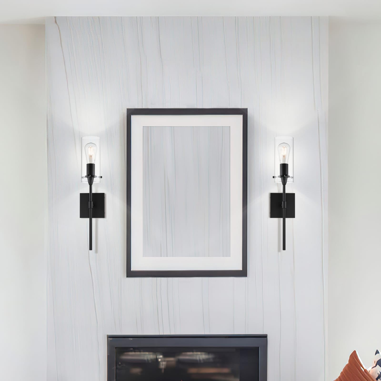 XiNBEi Lighting Black Wall Sconces - Modern Industrial 1 Light - 2 Pack Matte Black Iron - XB-W1301-2MB - Ideal for Bathroom & Hallway