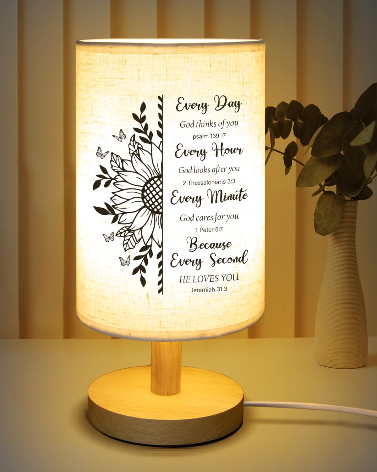 Christian Gifts for Women Table Lamp, Religious Easter Gifts for Women with Bible Verse Prayer Inspirational Gift Fabric Lamp Sp