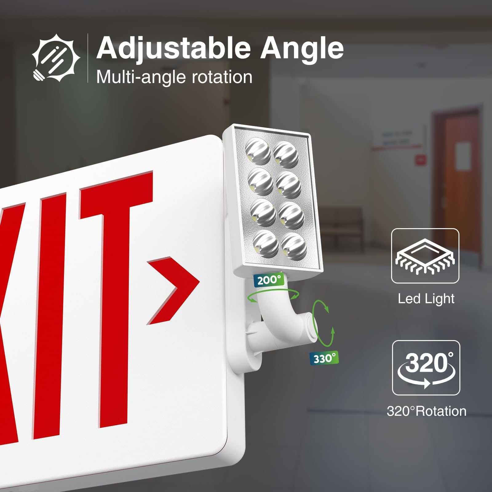FREELICHT LED Double-Sided Exit Sign 6 Pack with Emergency Lights, Battery Backup, UL Certified, AC 120/277V, Red