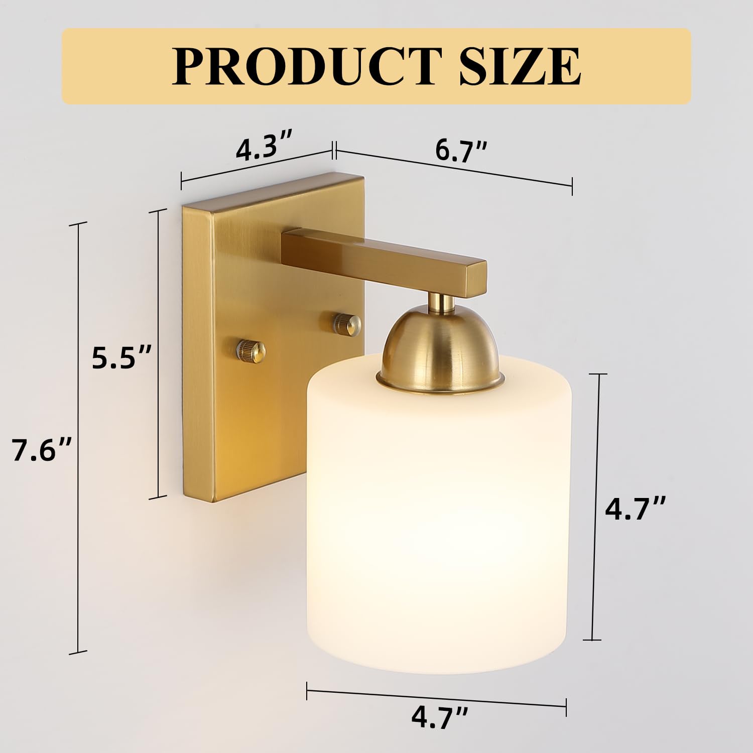 Mecgirn 1-Light Wall Sconce, Brushed Gold Metal Vanity Light Fixture, Modern Design for Bathroom, Hallway, Bedroom, Model B0003-1-1-Gold